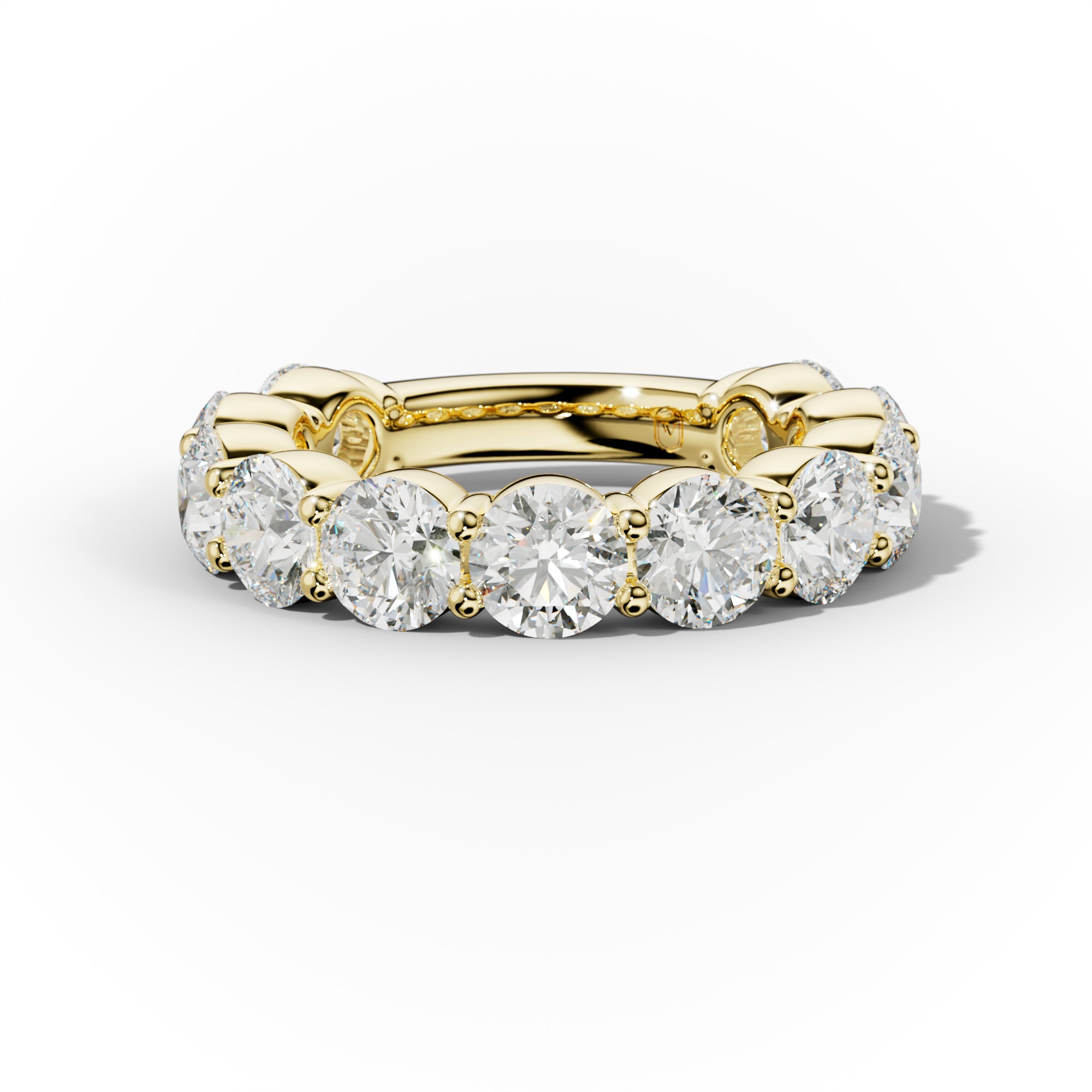 5.0 Carat Round Cut Diamond Classic 3/4 Eternity Band Shared Prong