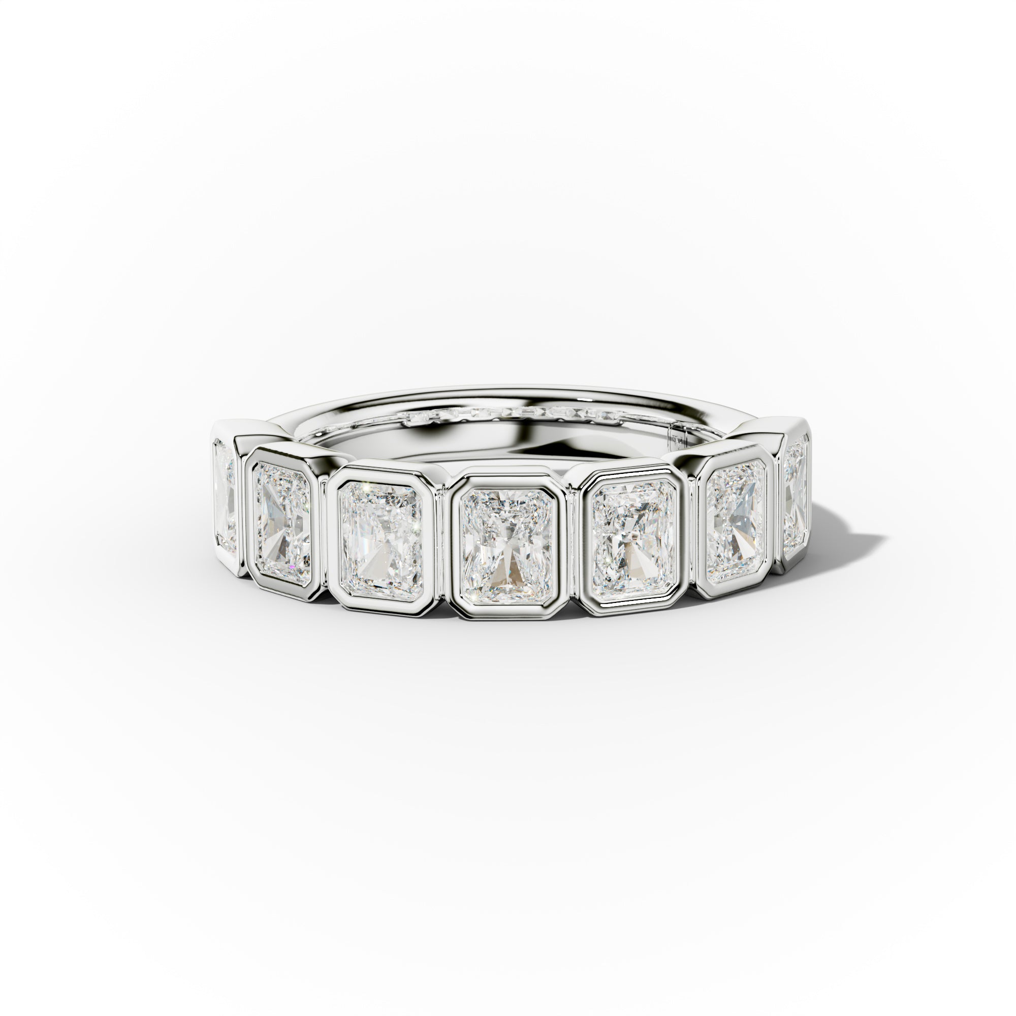 2.0 Carat Bezel Set Radiant Cut Diamond Anniversary Band