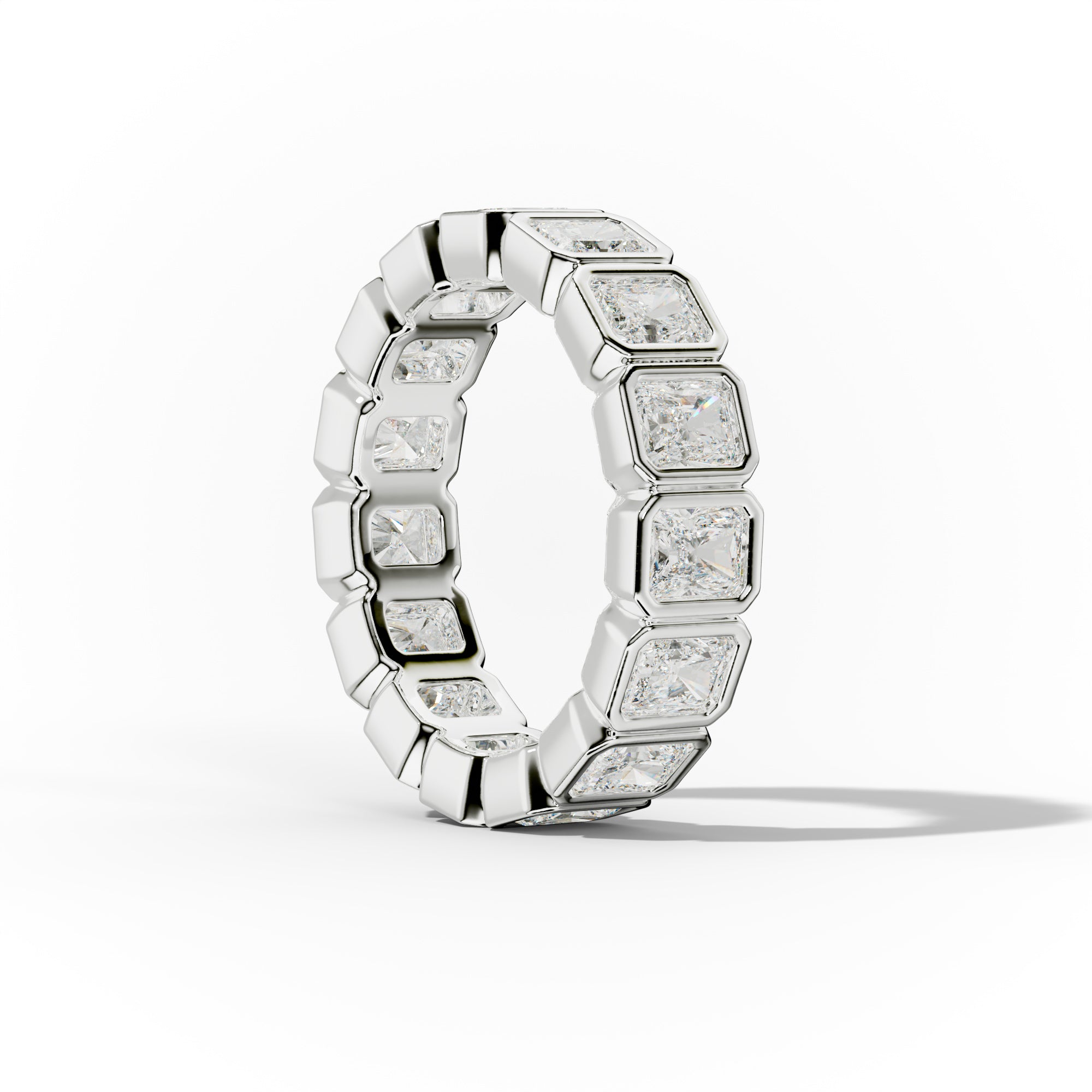 4.0 Carat Bezel Set Radiant Cut Diamond Eternity Band