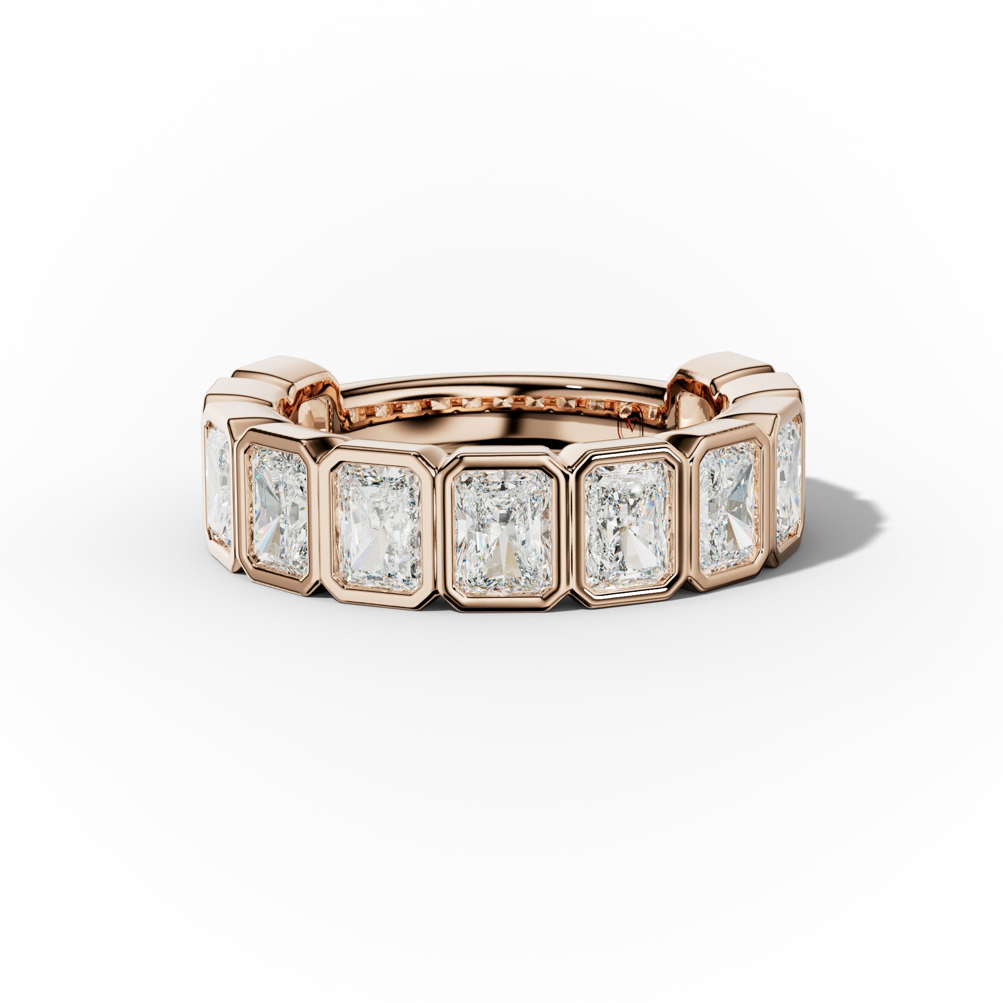 4.0 Carat Bezel Set Radiant Cut Diamond Anniversary Band