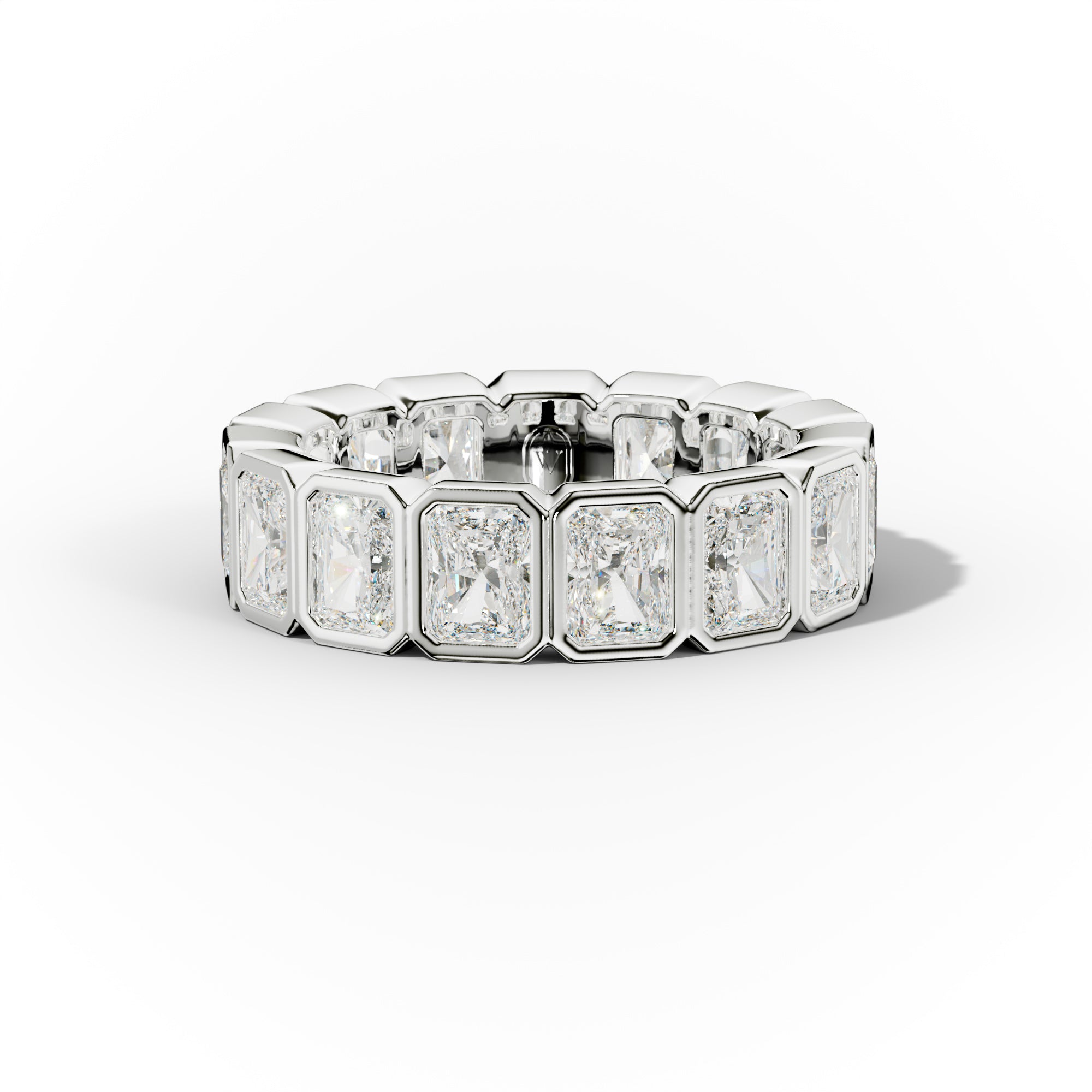 5.0 Carat Bezel Set Radiant Cut Diamond Eternity Band
