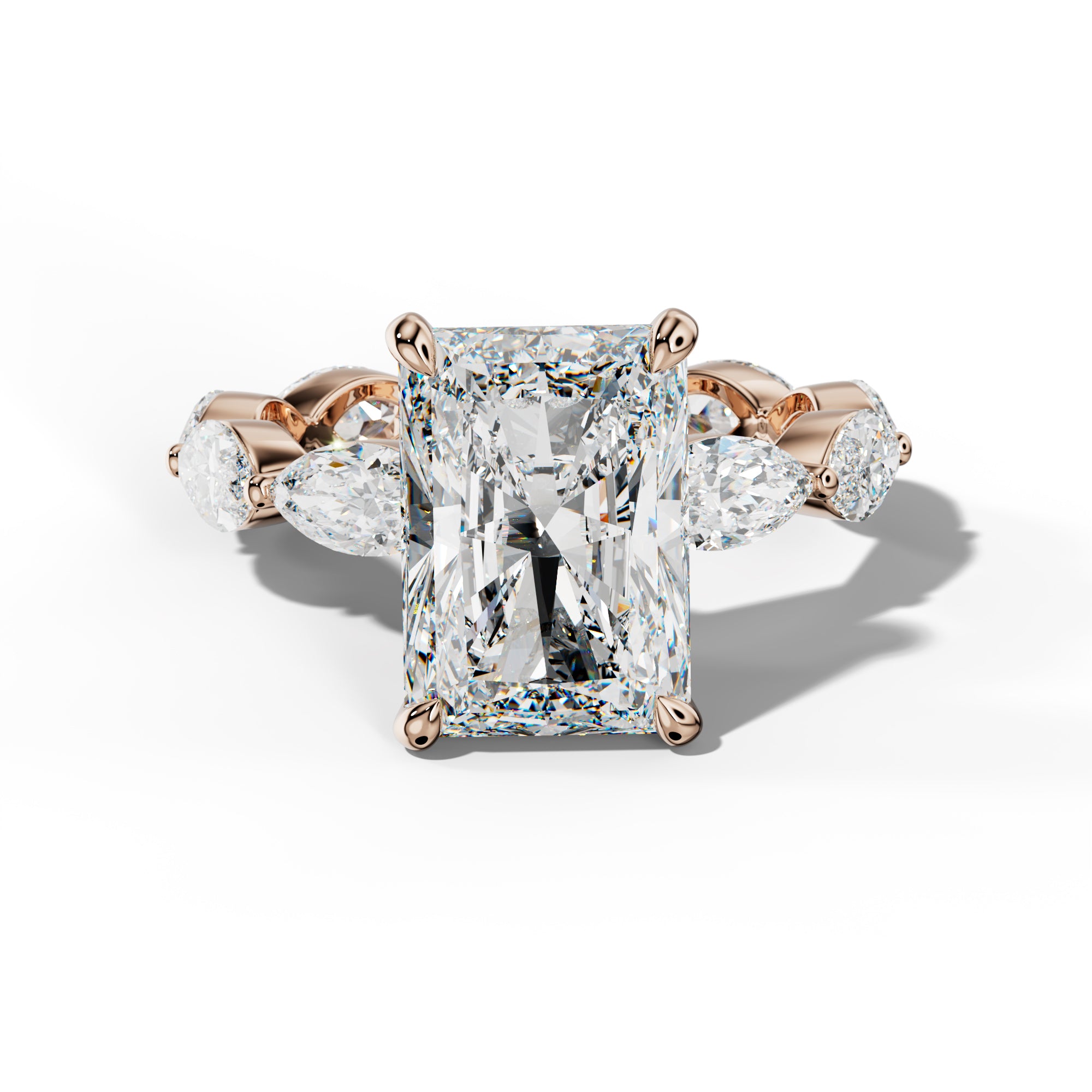 Maria Radiant Diamond Engagement Ring With East West Marquise Side Stones