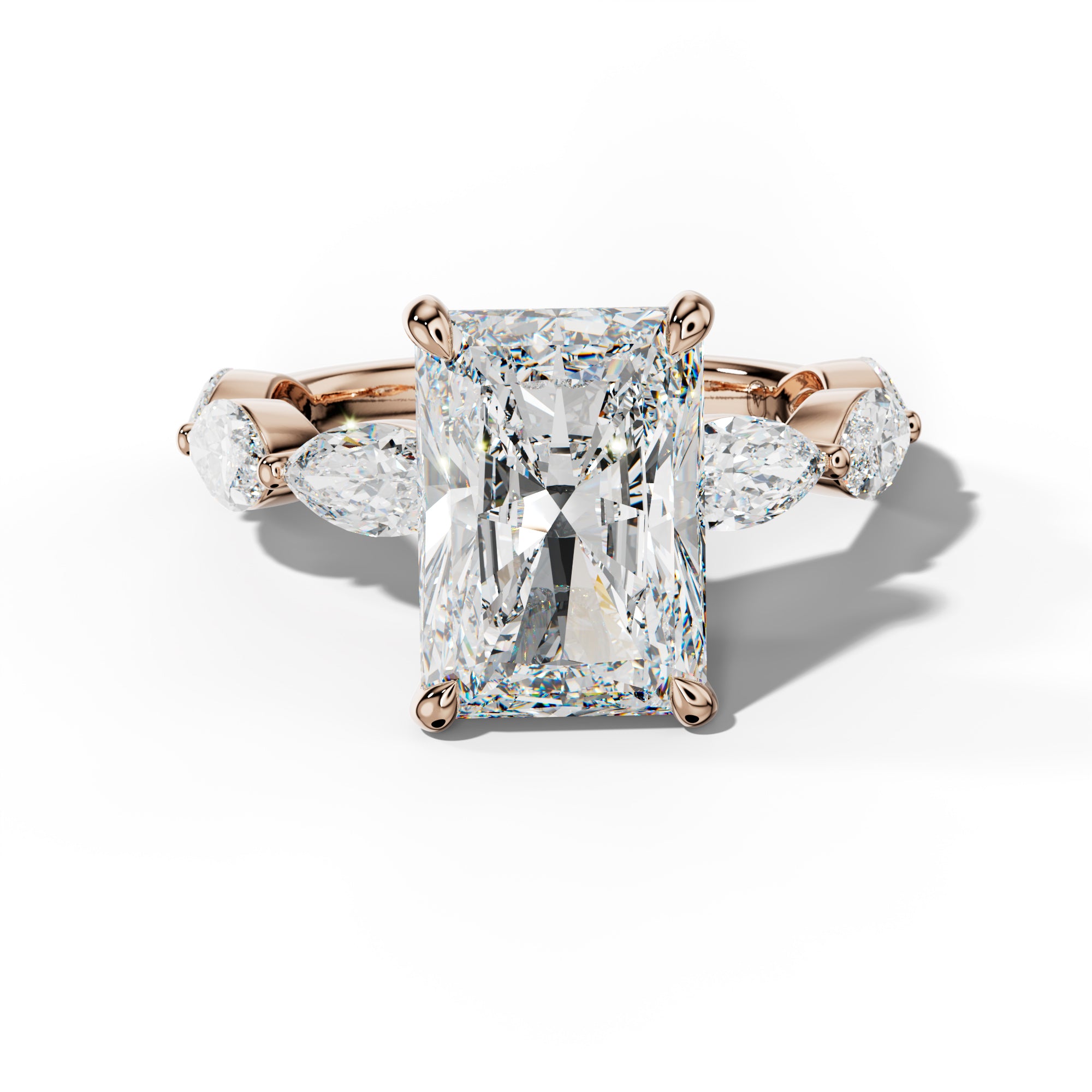 Diana Radiant Diamond Engagement Ring With East West Marquise Side Stones