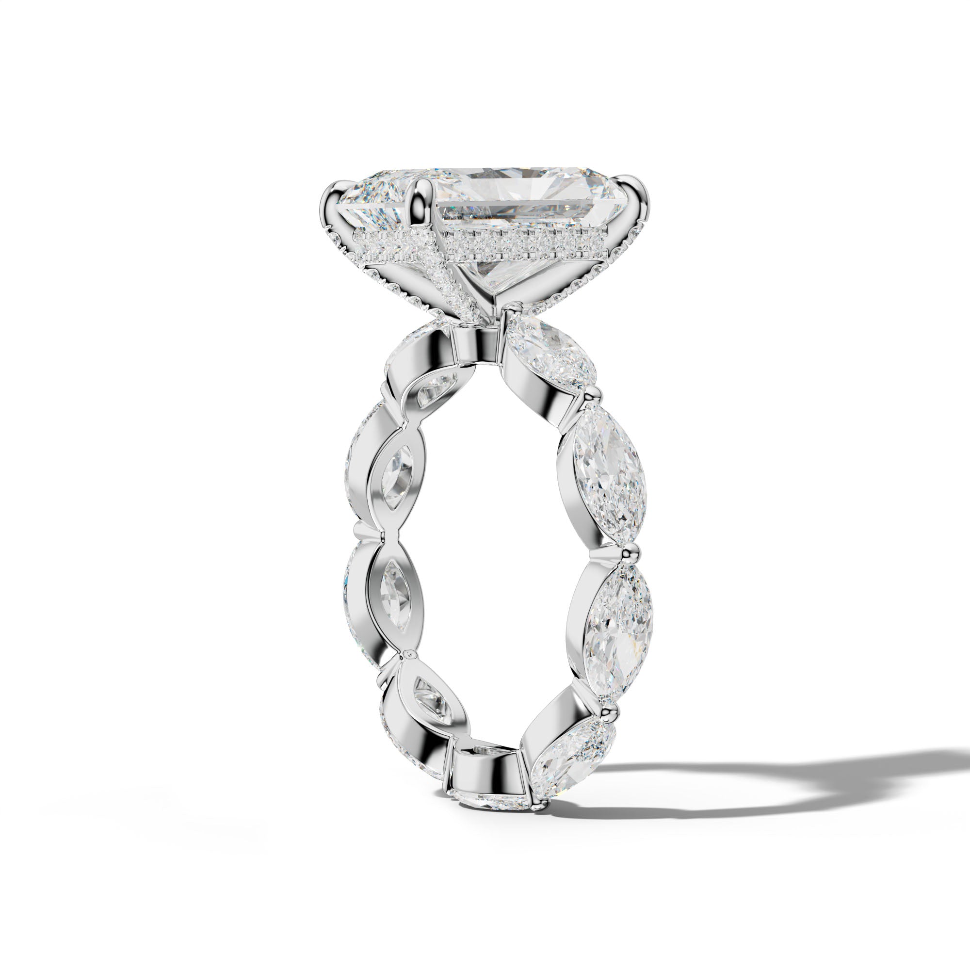 Maria Radiant Diamond Engagement Ring With East West Marquise Side Stones