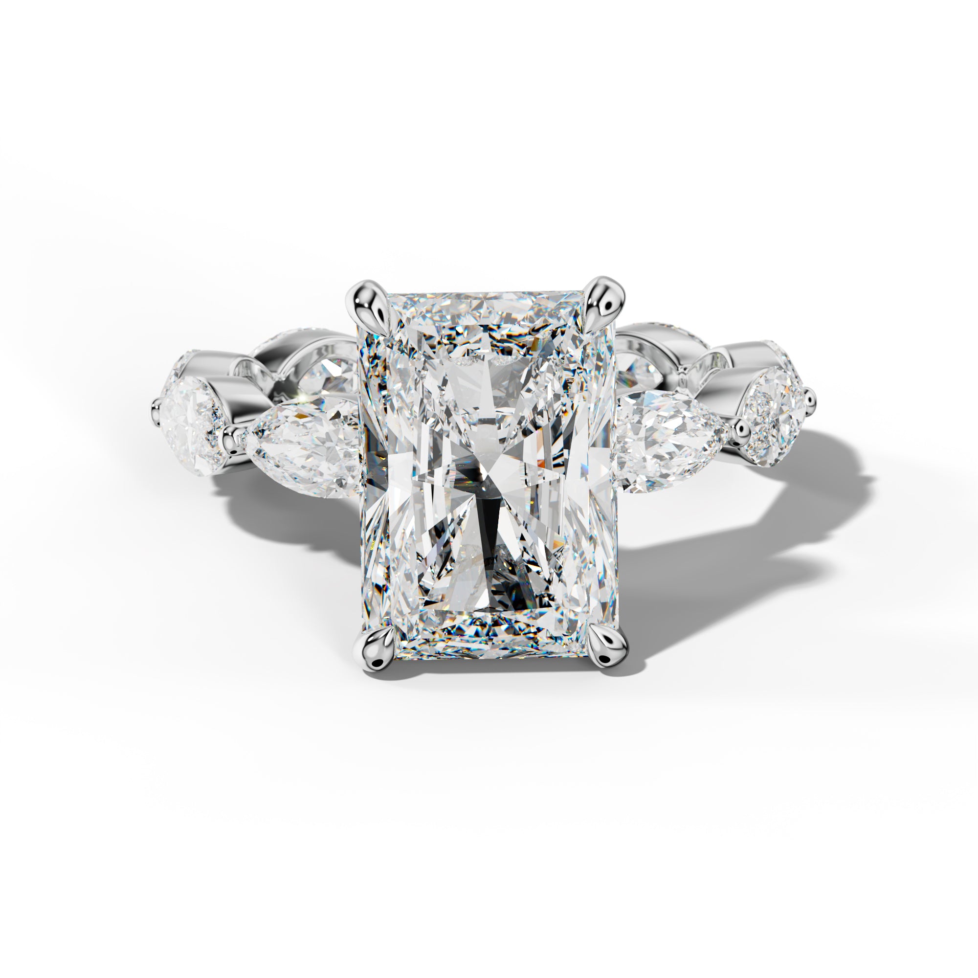 Maria Radiant Diamond Engagement Ring With East West Marquise Side Stones