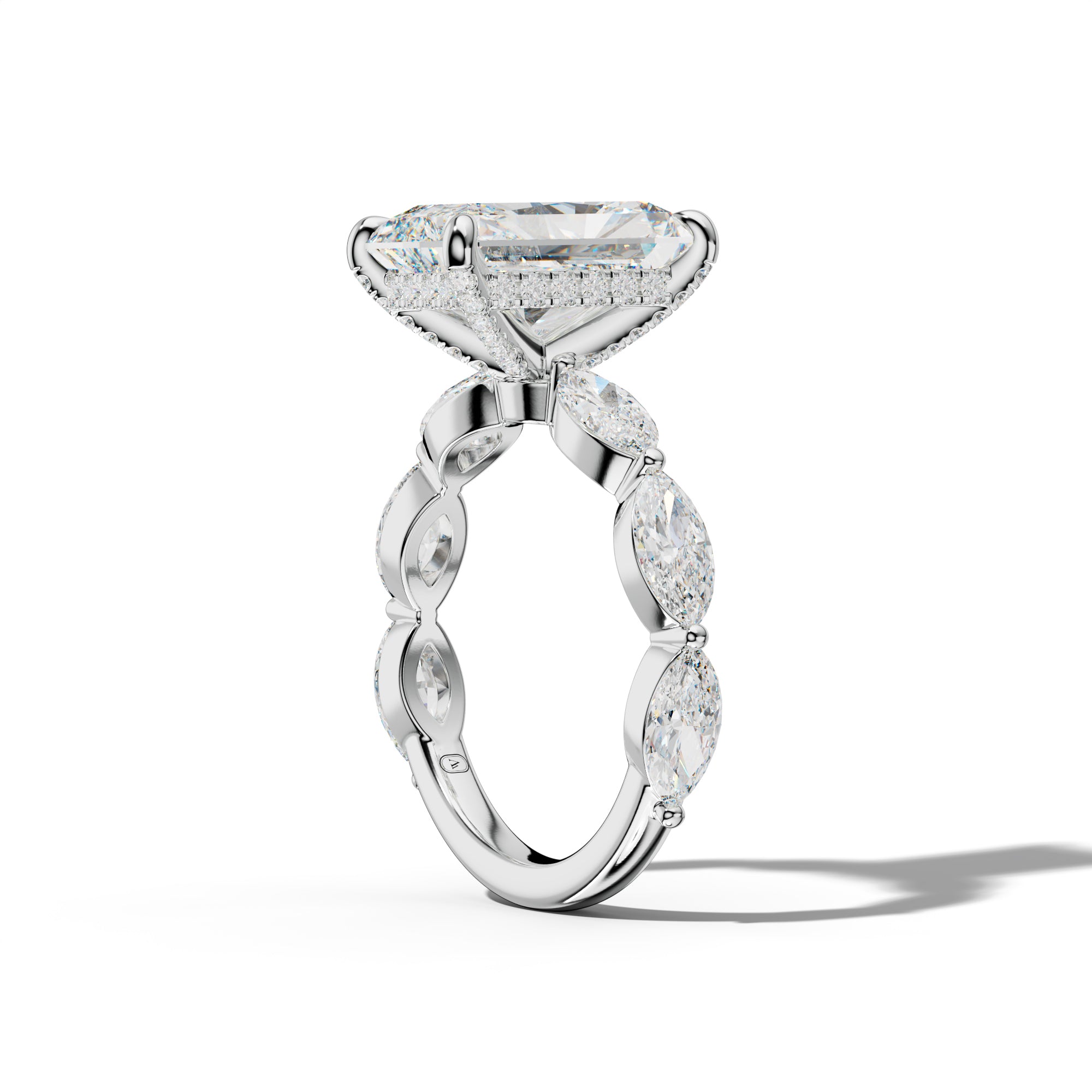 Diana Radiant Diamond Engagement Ring With East West Marquise Side Stones