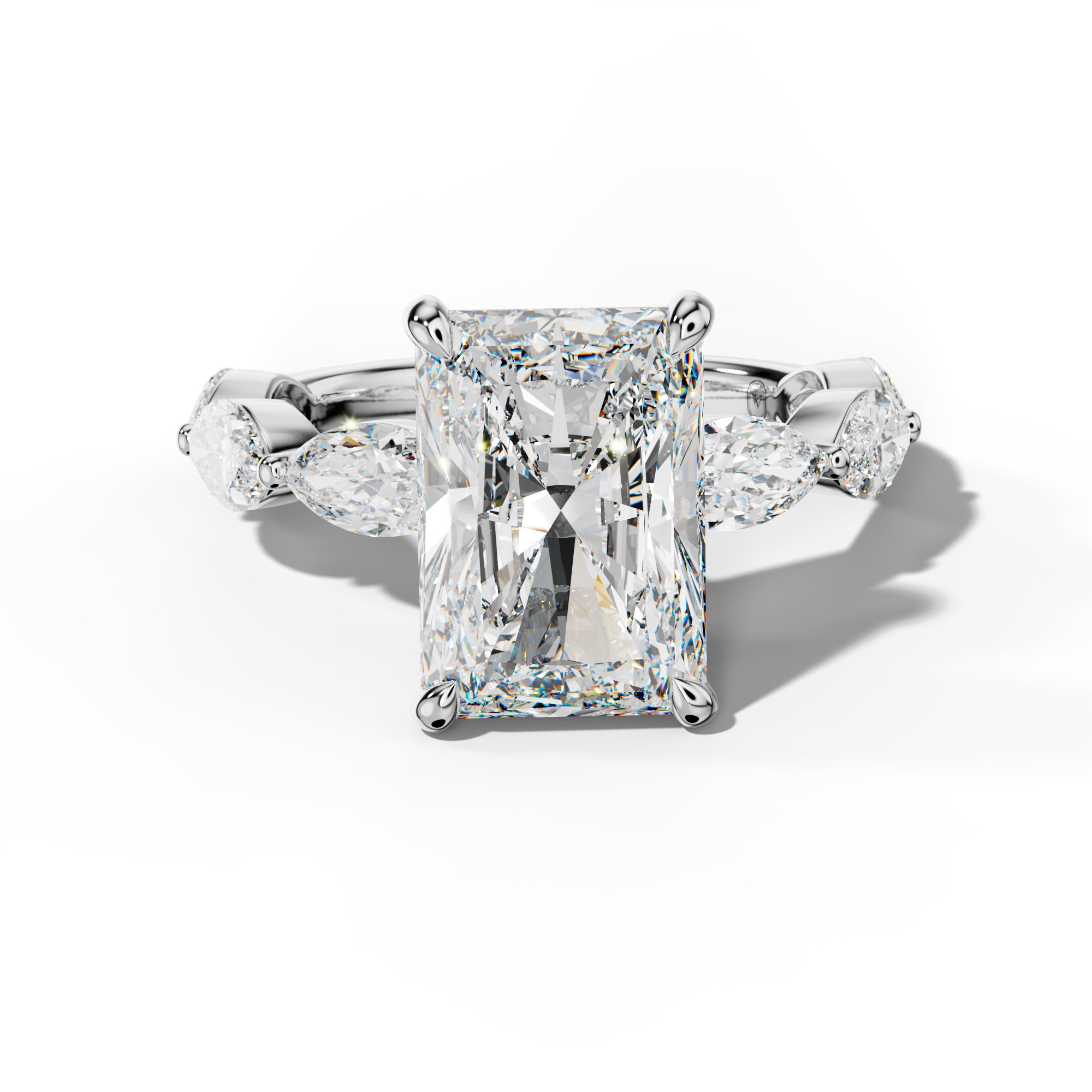 Diana Radiant Diamond Engagement Ring With East West Marquise Side Stones