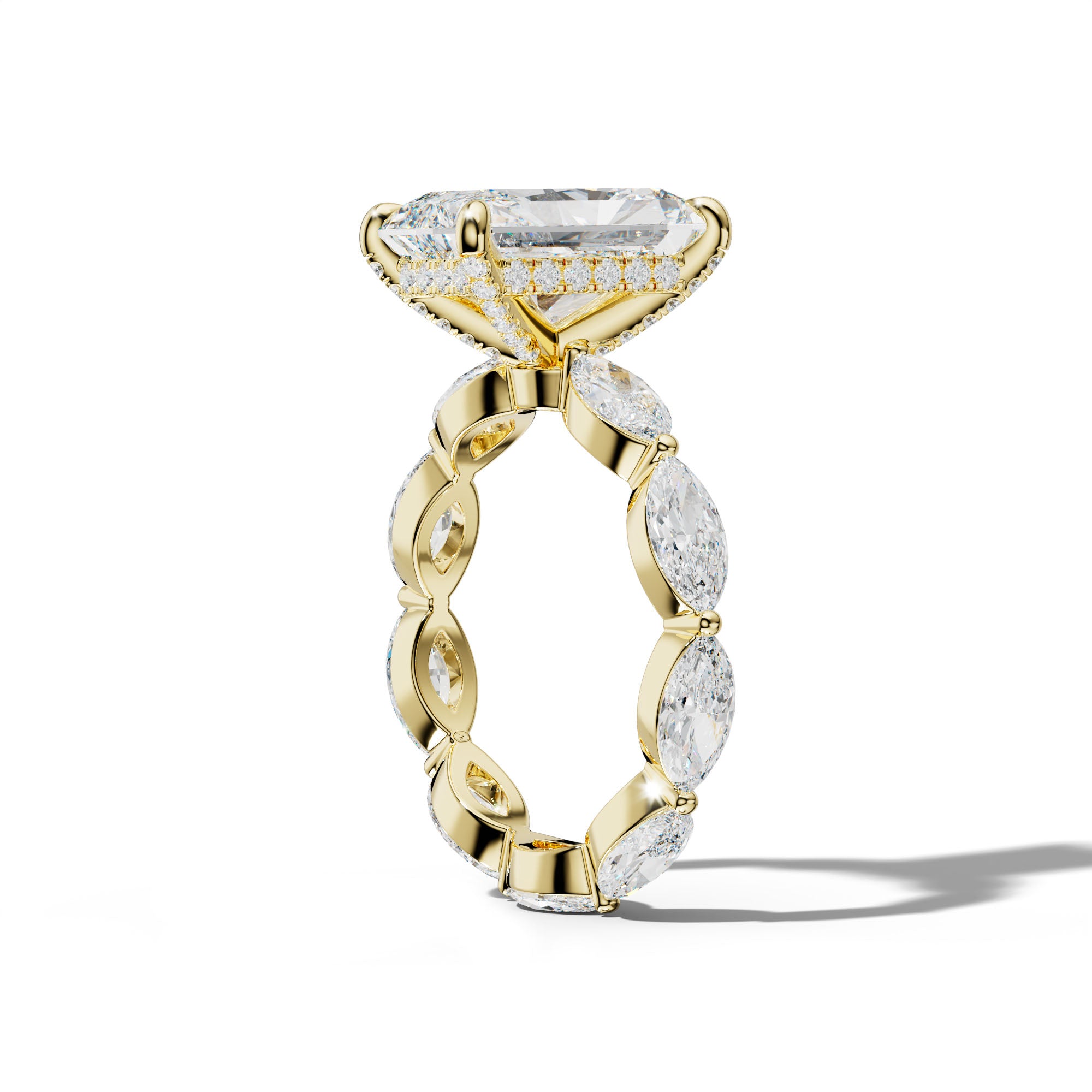 Maria Radiant Diamond Engagement Ring With East West Marquise Side Stones