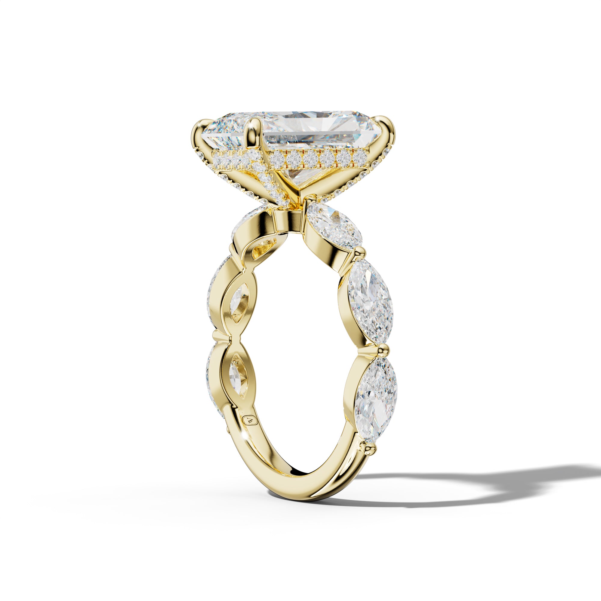 Diana Radiant Diamond Engagement Ring With East West Marquise Side Stones