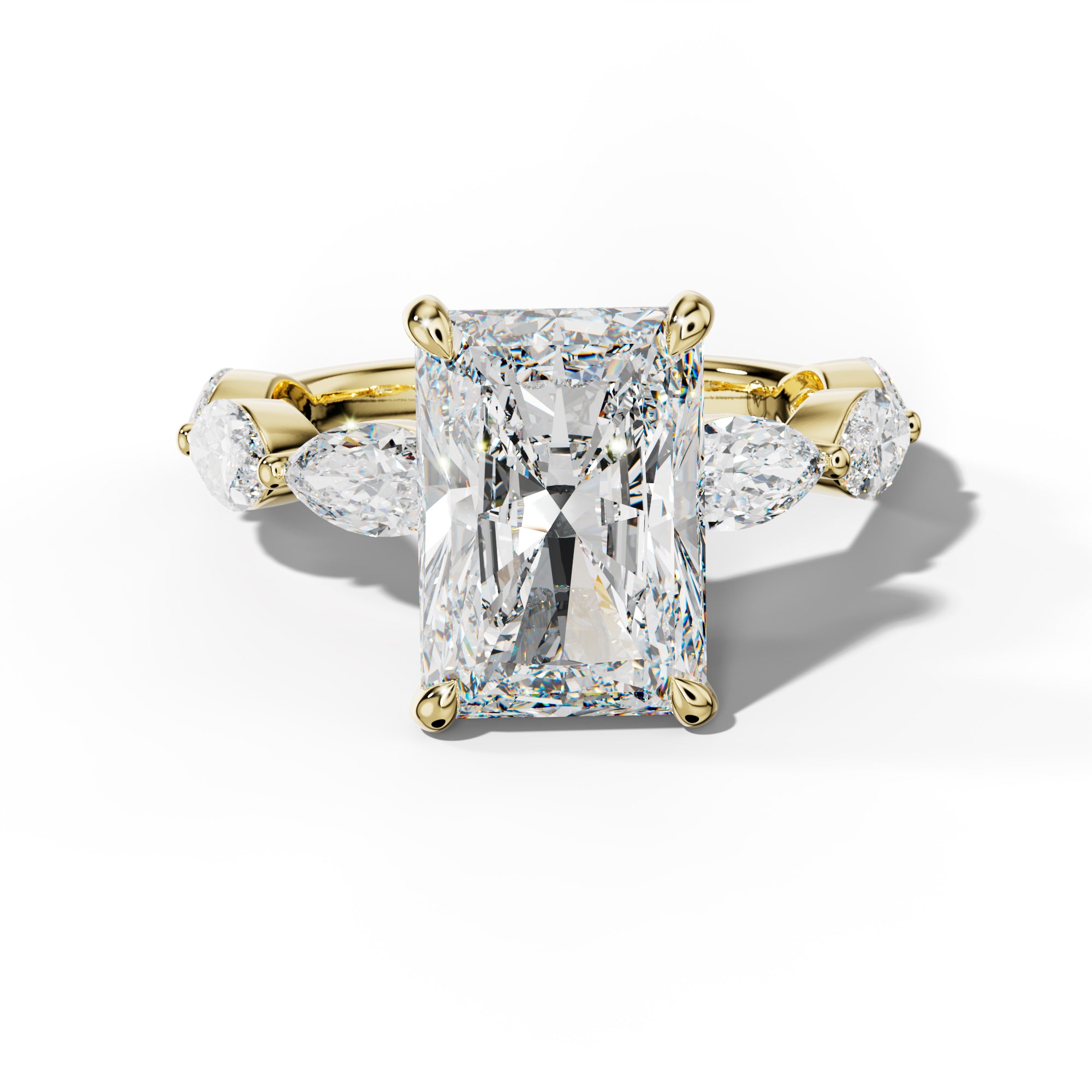Diana Radiant Diamond Engagement Ring With East West Marquise Side Stones