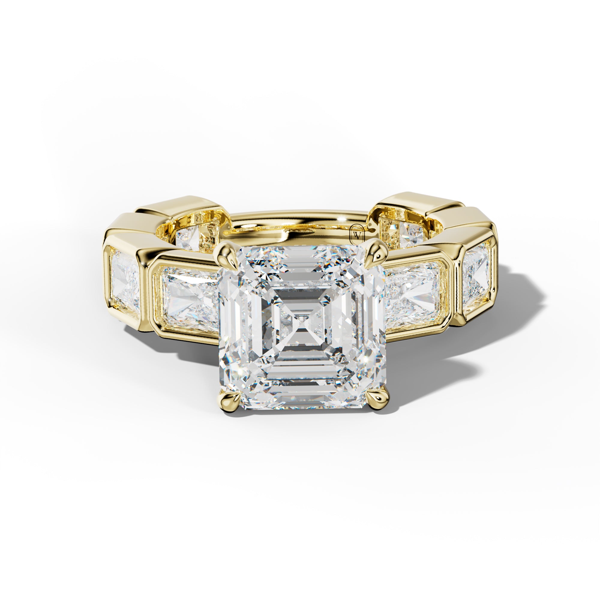 Sloane Asscher Diamond Engagement Ring With East West Radiant Side Stones