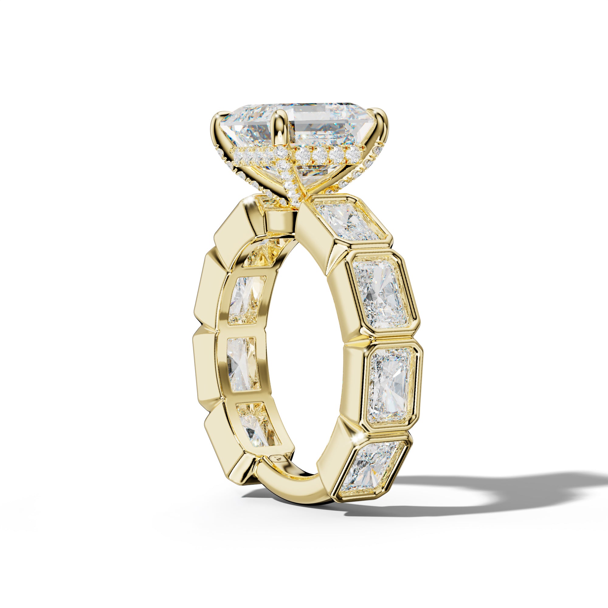 Sloane Asscher Diamond Engagement Ring With East West Radiant Side Stones