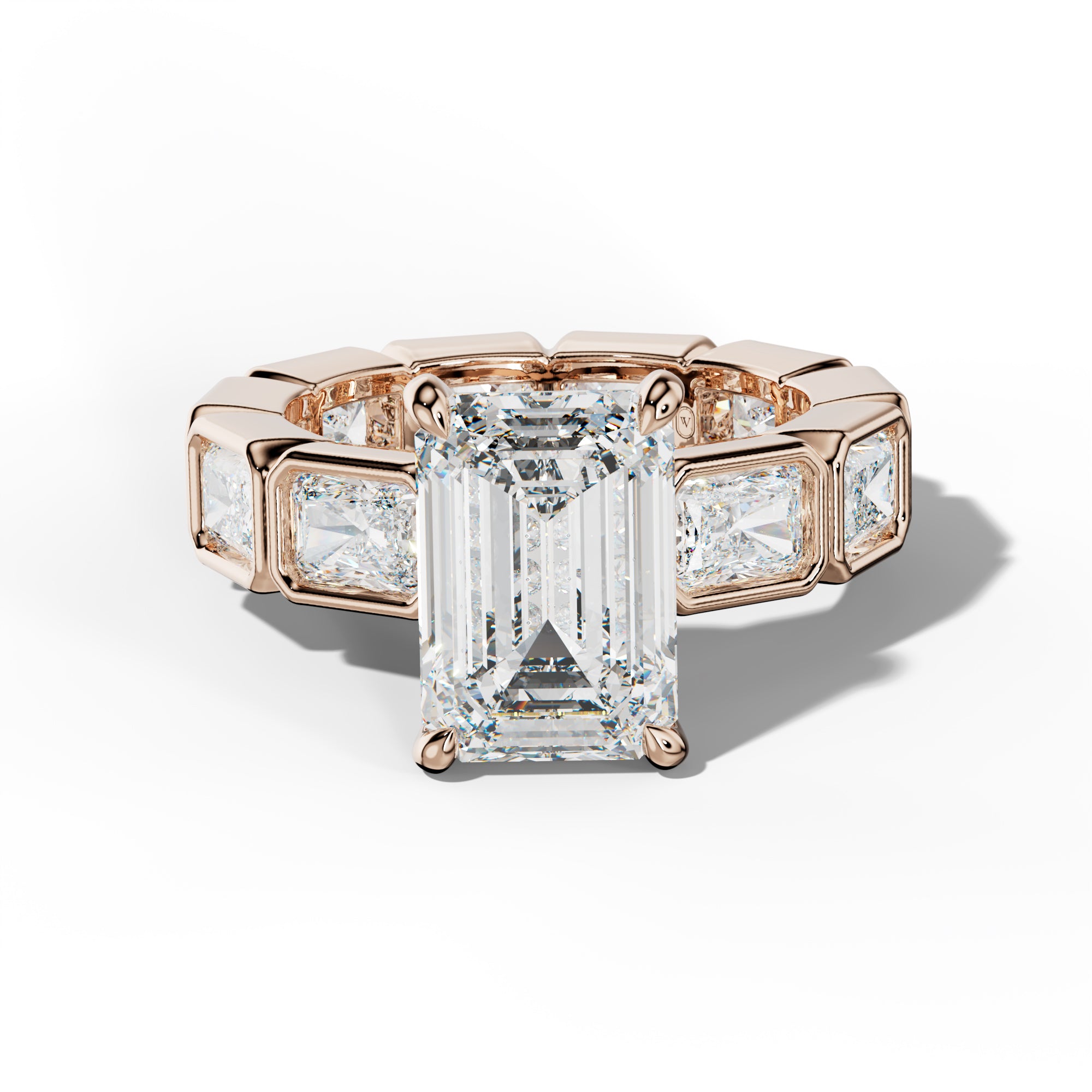 Alivia Emerald Cut Engagement Ring With East West Radiant Side Stones