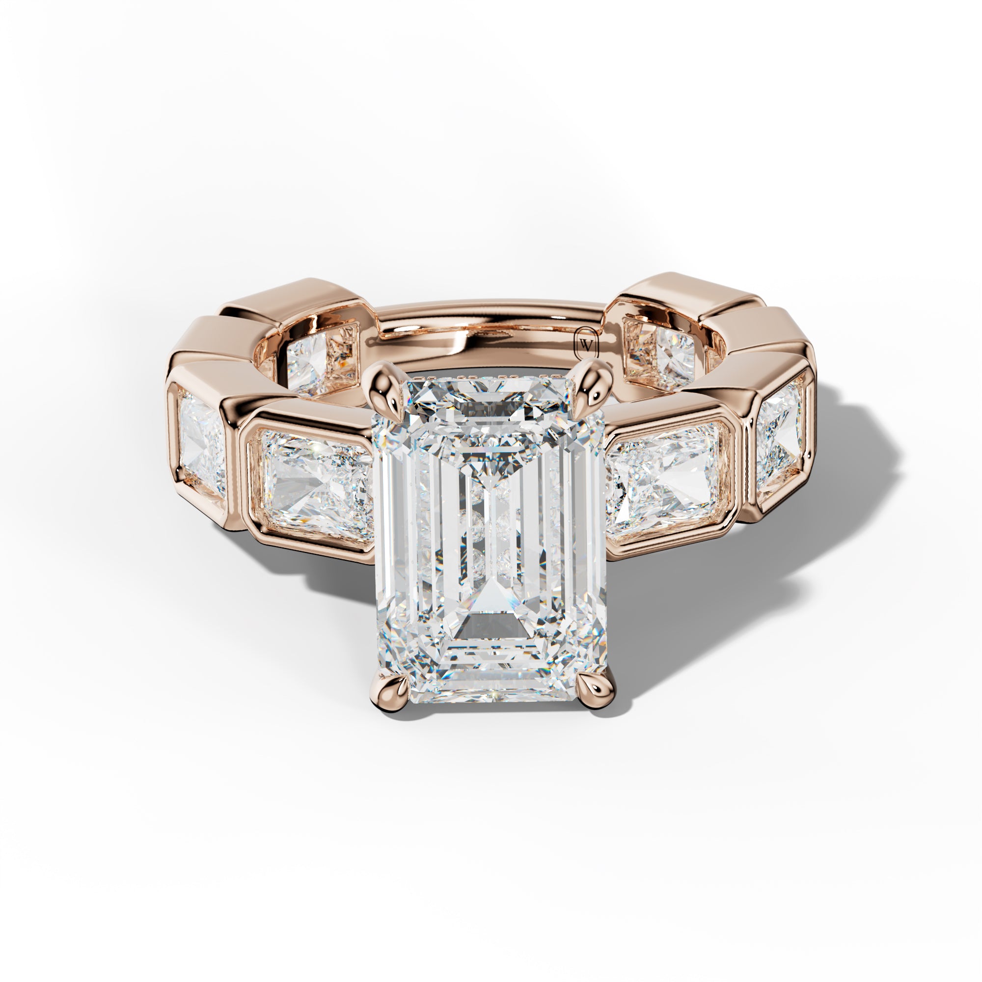 Sloane Emerald Cut Engagement Ring With East West Radiant Side Stones