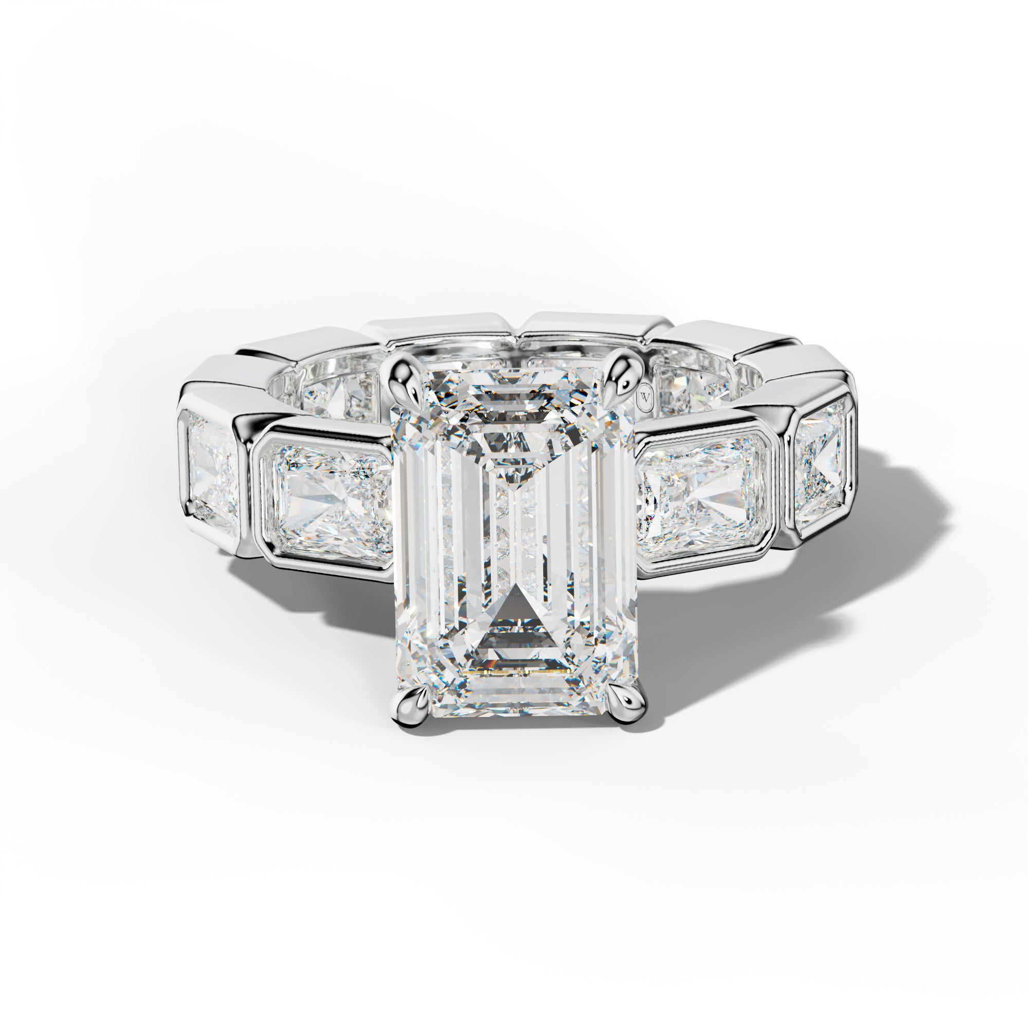 Alivia Emerald Cut Engagement Ring With East West Radiant Side Stones