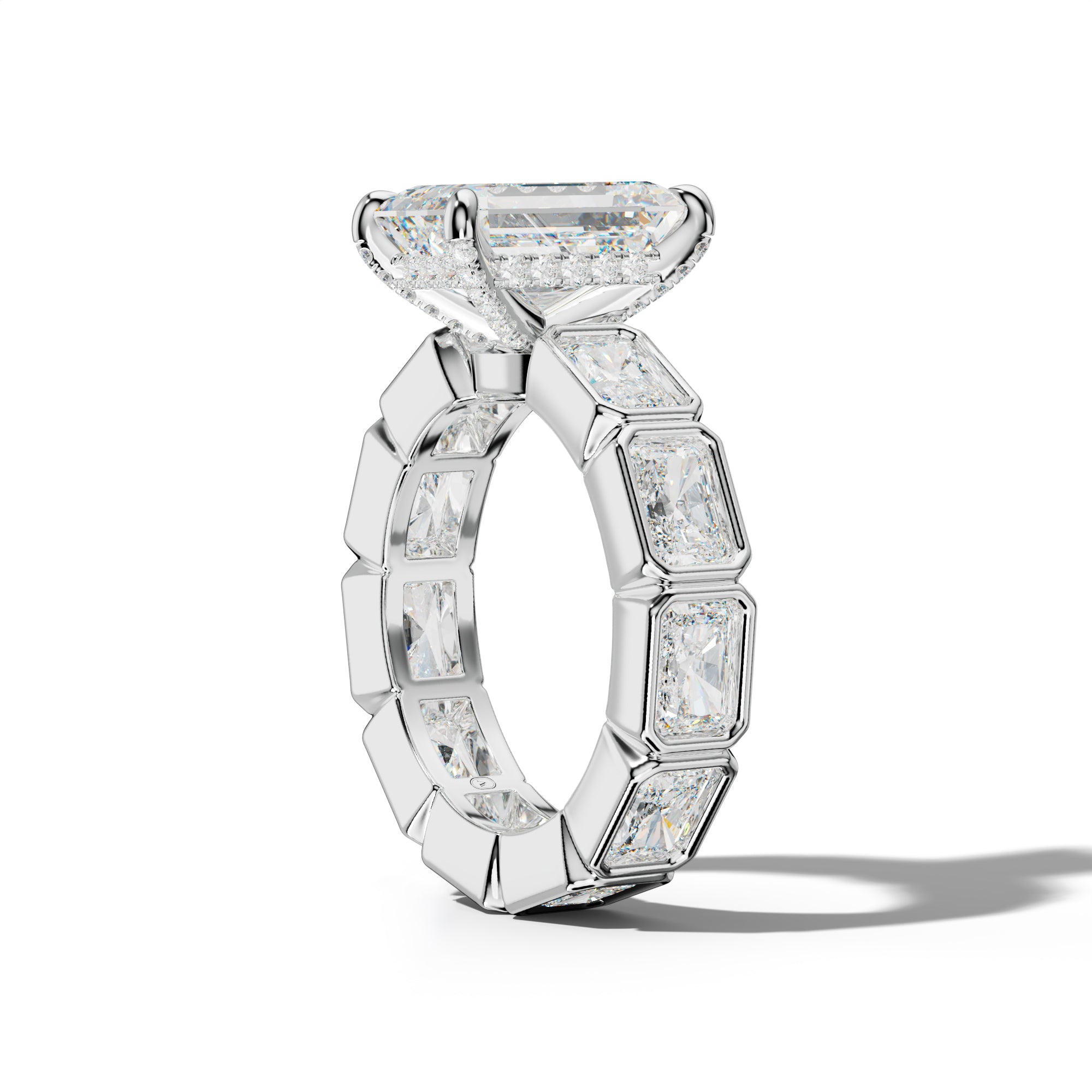 Alivia Emerald Cut Engagement Ring With East West Radiant Side Stones
