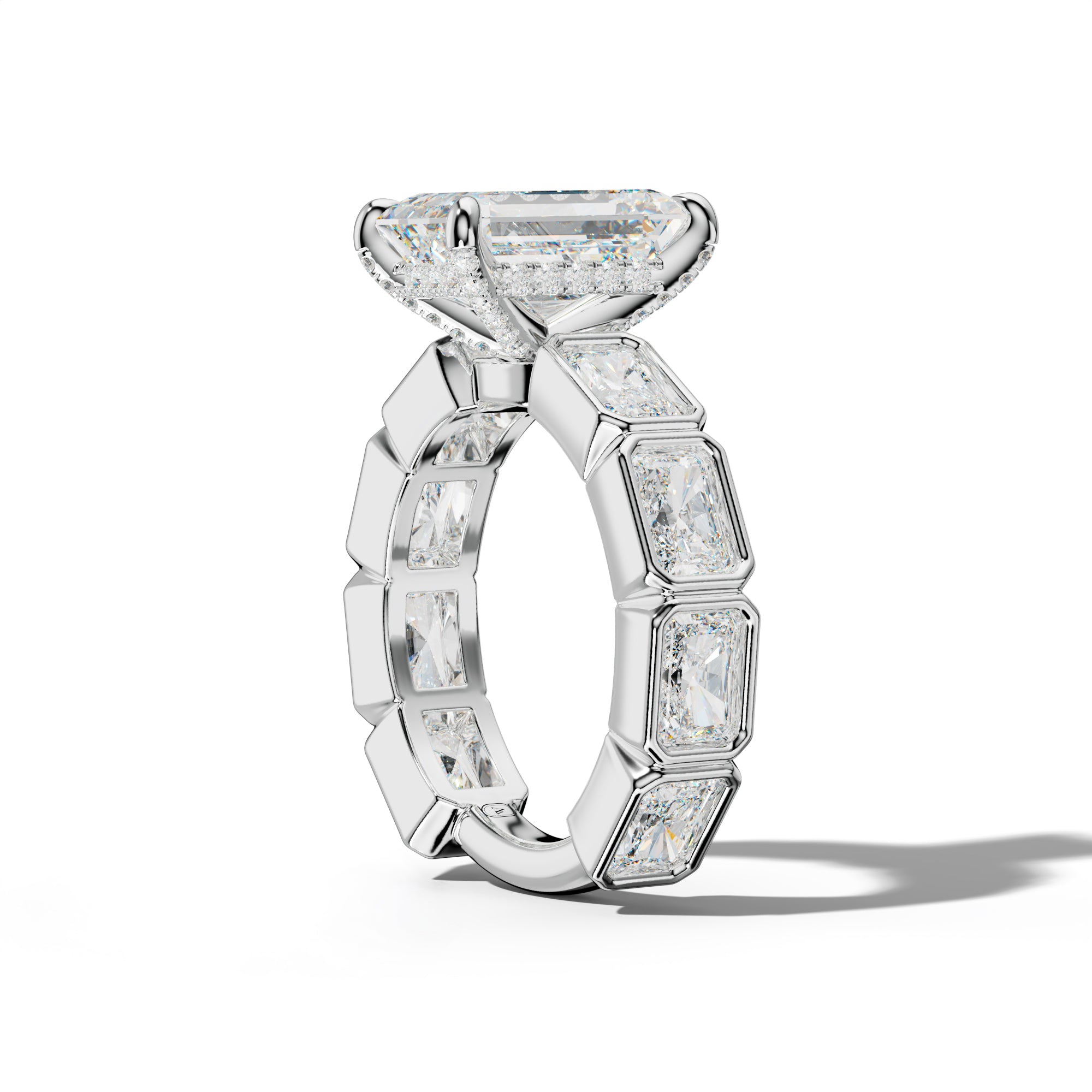 Sloane Emerald Cut Engagement Ring With East West Radiant Side Stones