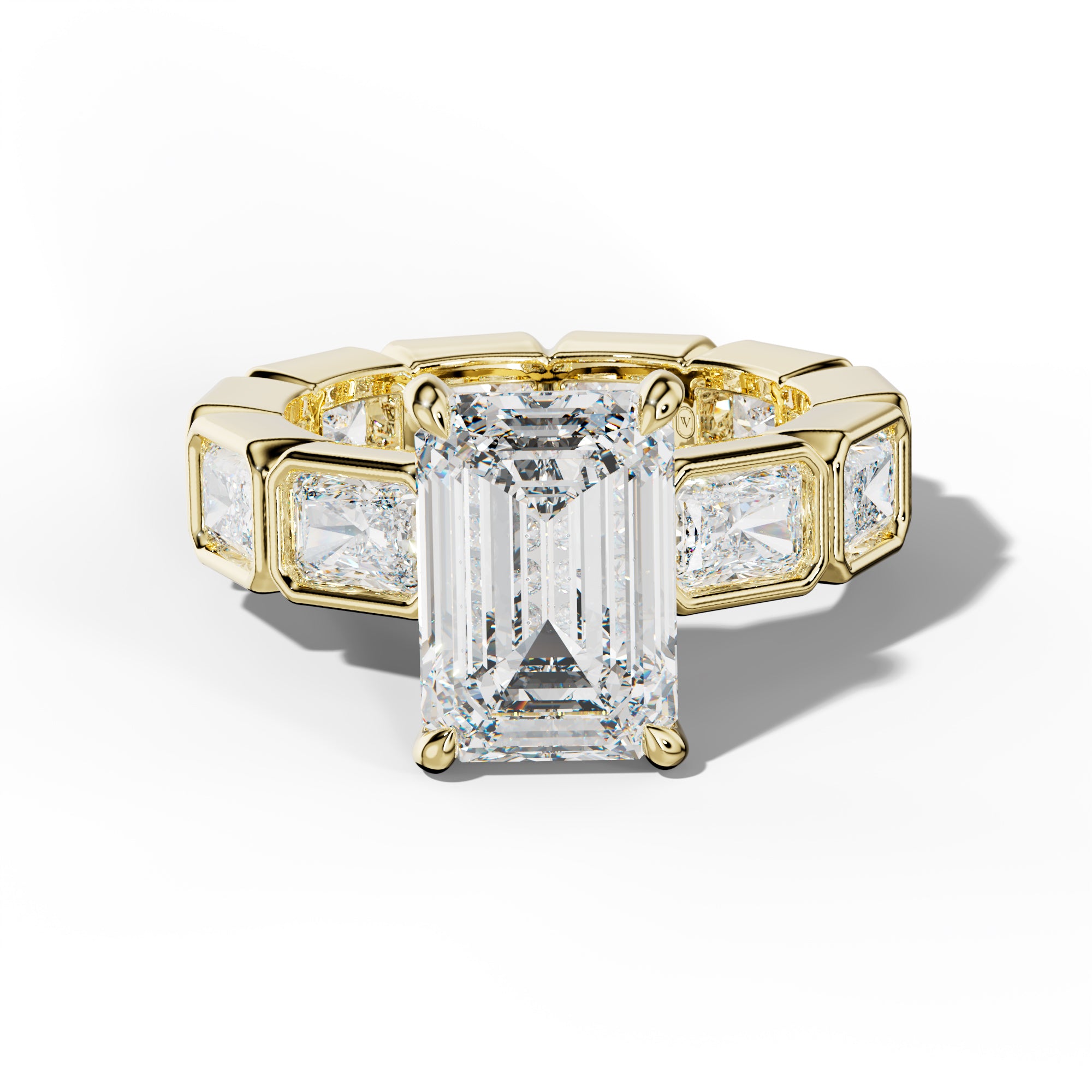 Alivia Emerald Cut Engagement Ring With East West Radiant Side Stones