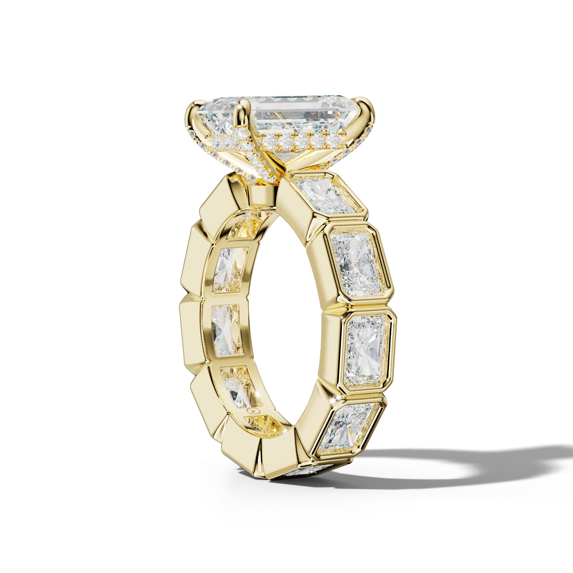 Alivia Emerald Cut Engagement Ring With East West Radiant Side Stones