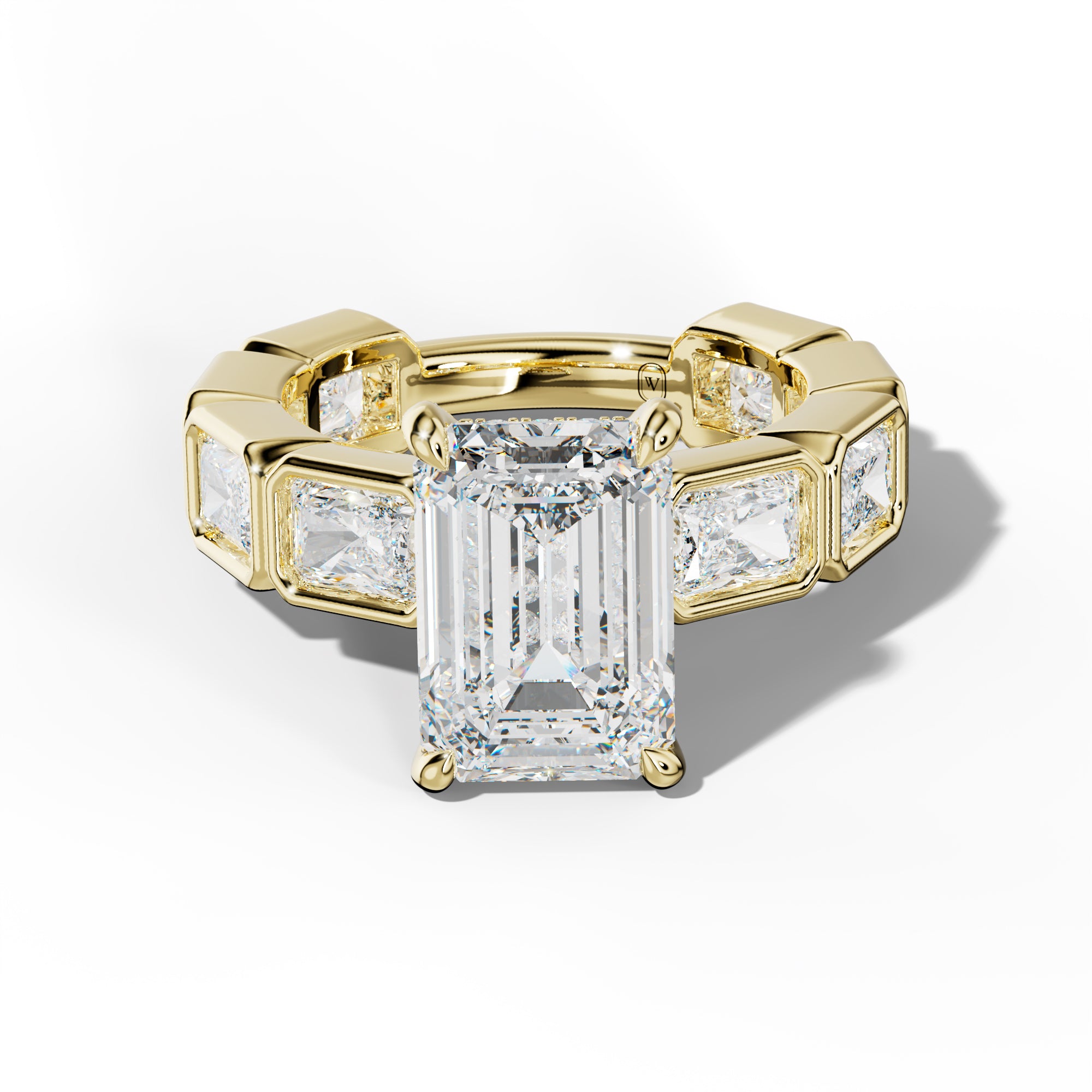 Sloane Emerald Cut Engagement Ring With East West Radiant Side Stones