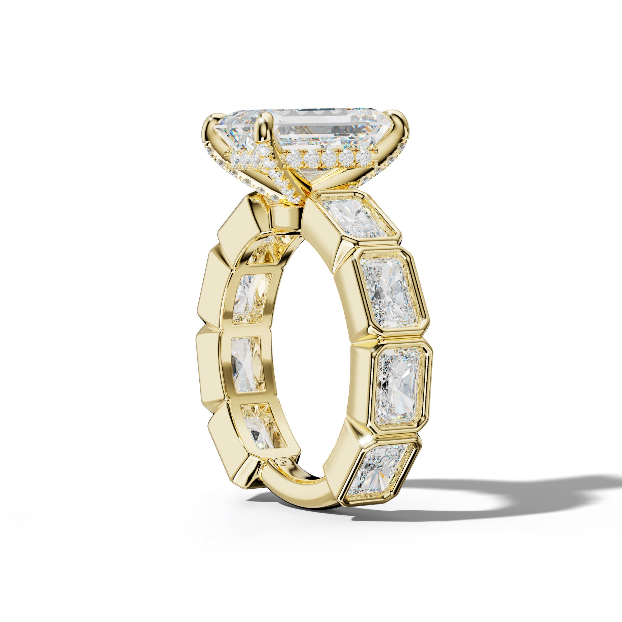 Sloane Emerald Cut Engagement Ring With East West Radiant Side Stones
