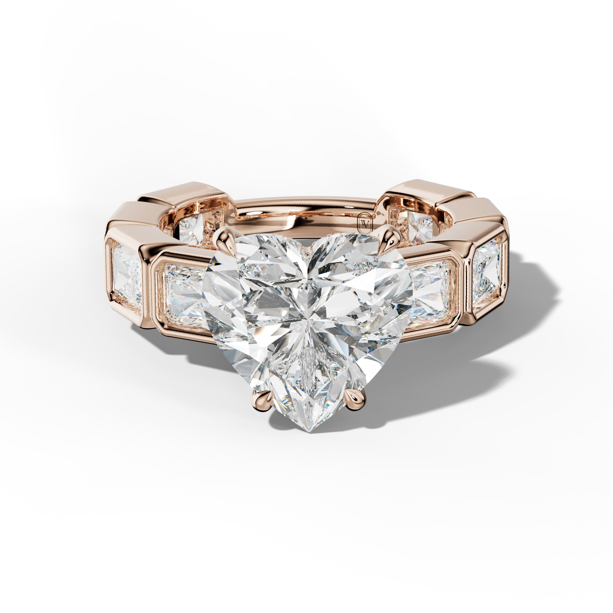 Sloane Heart Diamond Engagement Ring With East West Radiant Side Stones