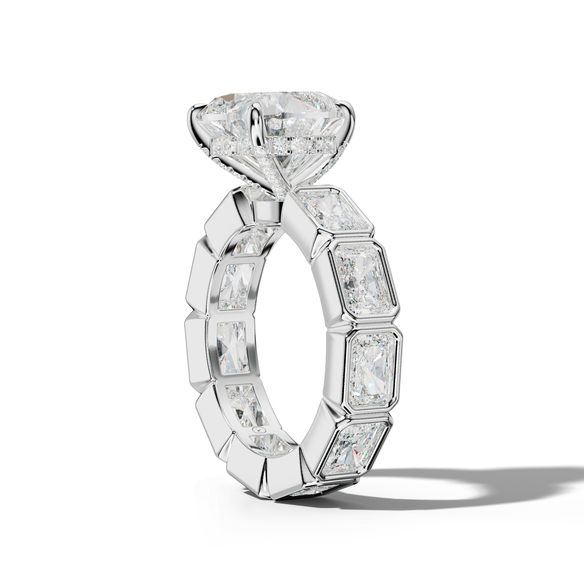 Alivia Heart Diamond Engagement Ring With East West Radiant Side Stones