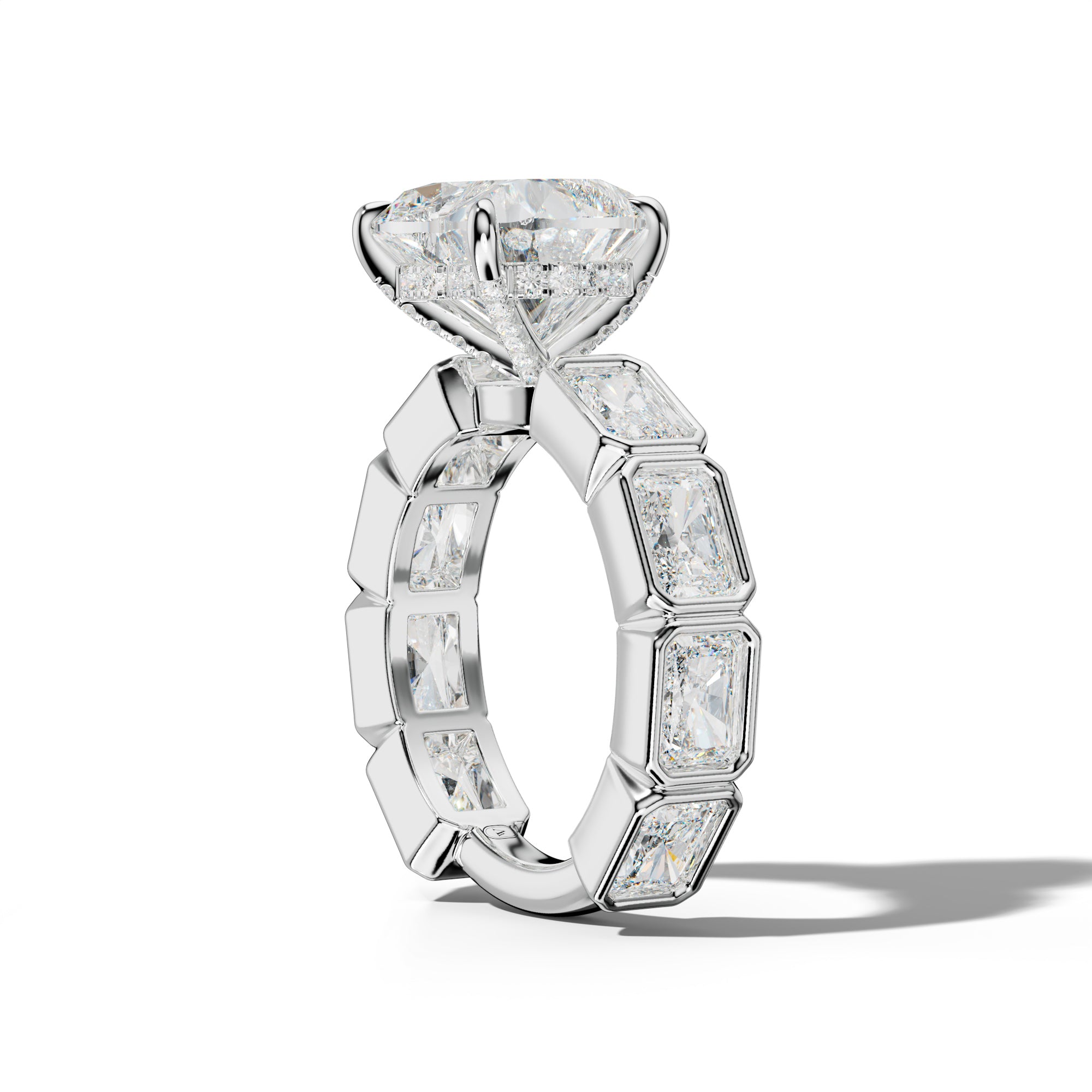 Sloane Heart Diamond Engagement Ring With East West Radiant Side Stones