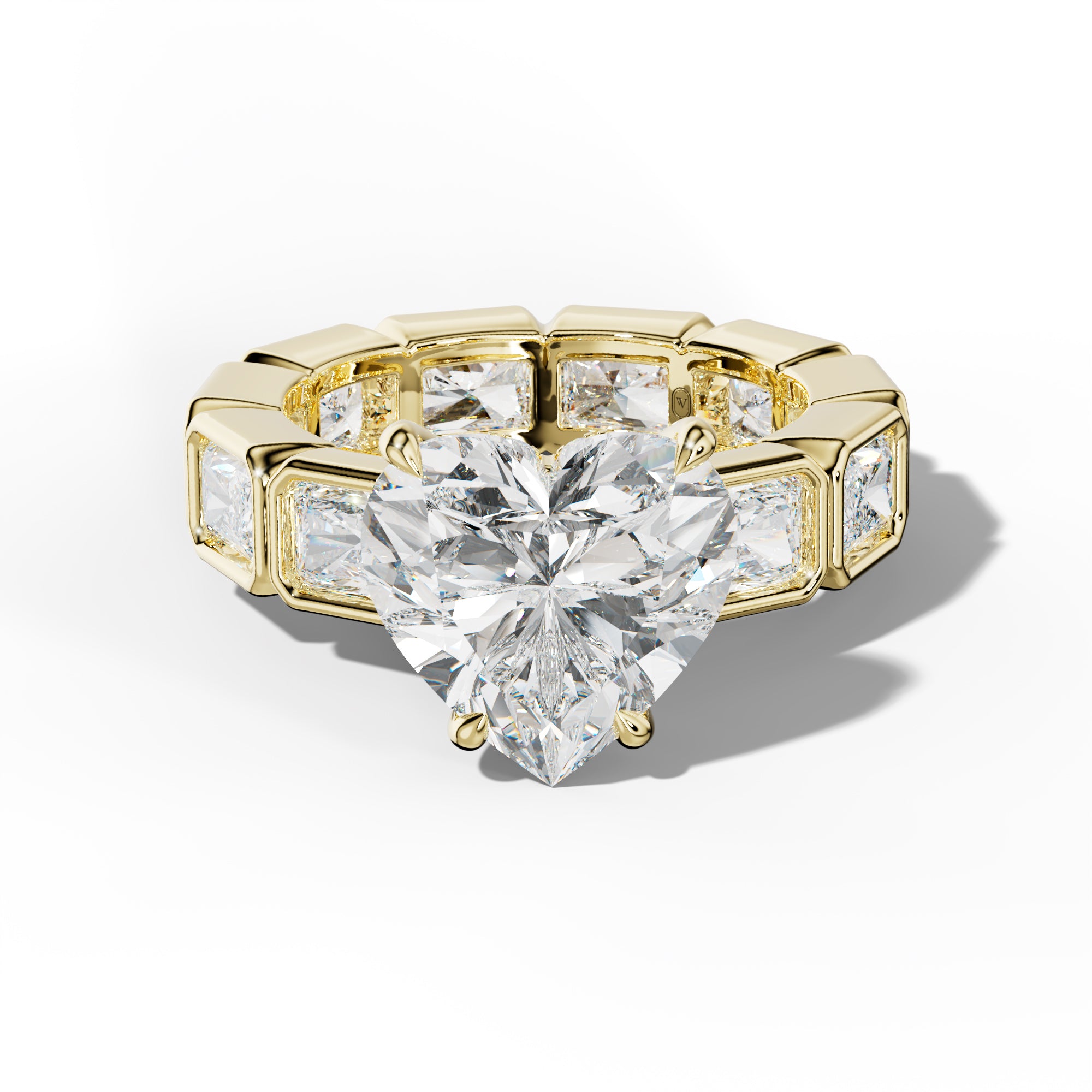 Alivia Heart Diamond Engagement Ring With East West Radiant Side Stones
