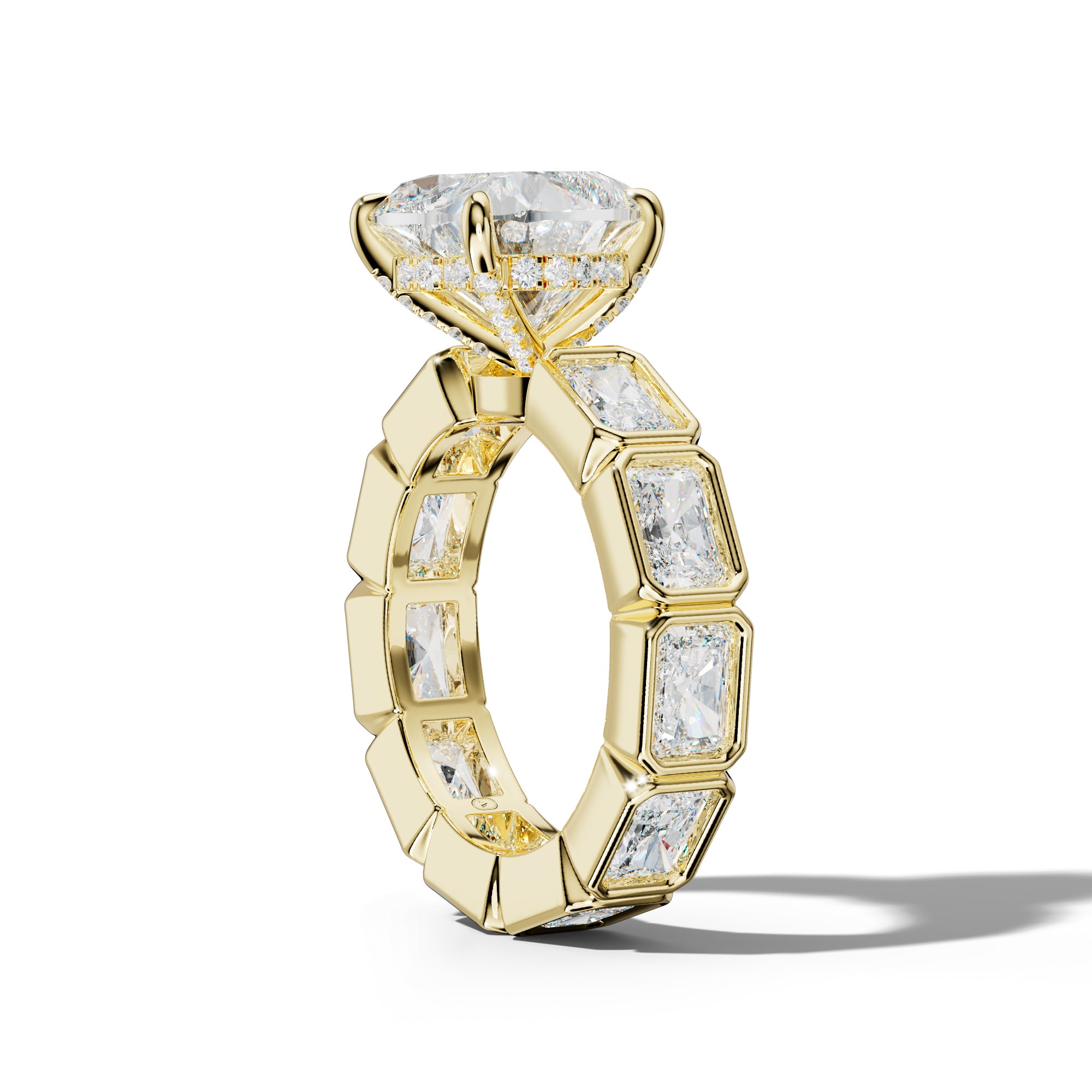 Alivia Heart Diamond Engagement Ring With East West Radiant Side Stones