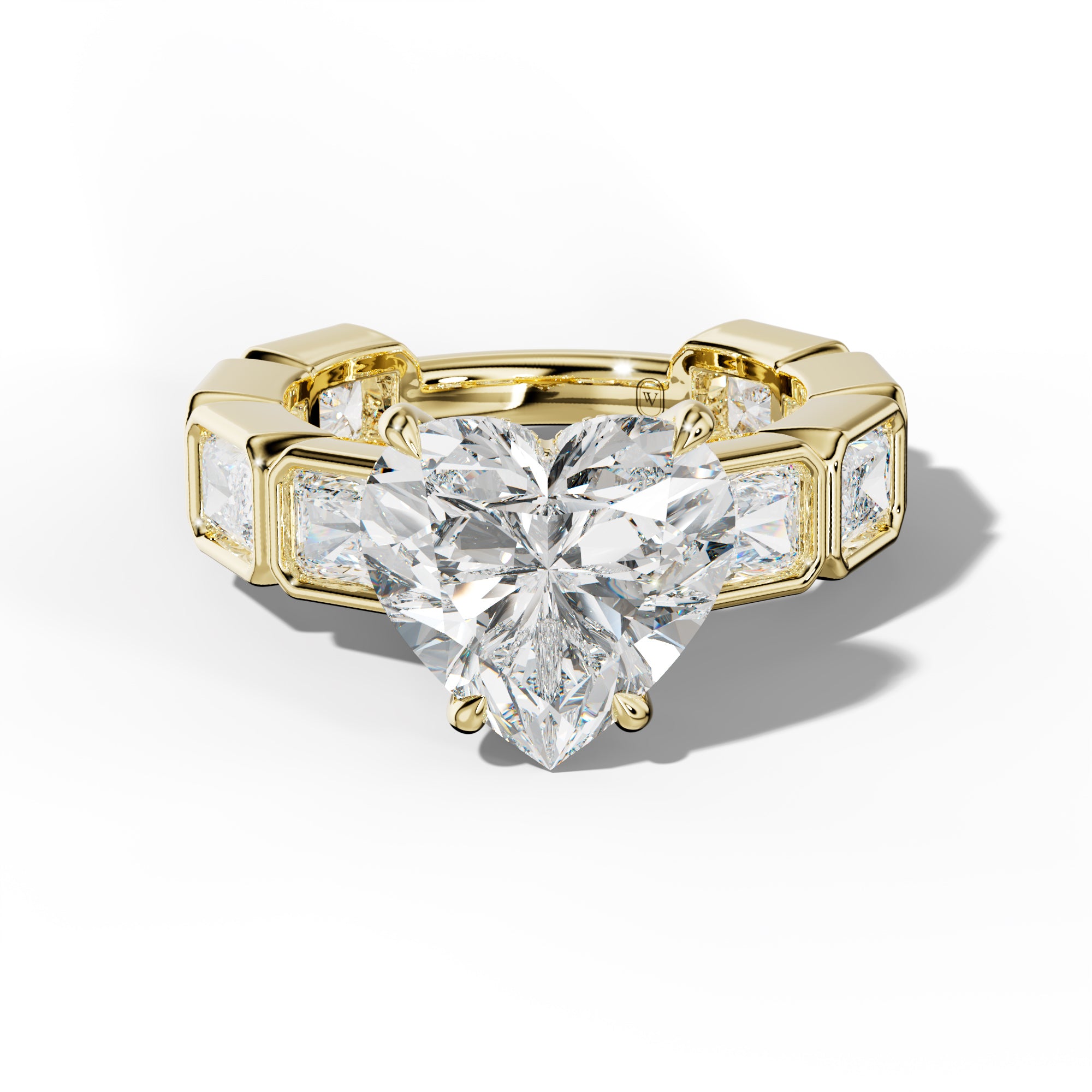 Sloane Heart Diamond Engagement Ring With East West Radiant Side Stones