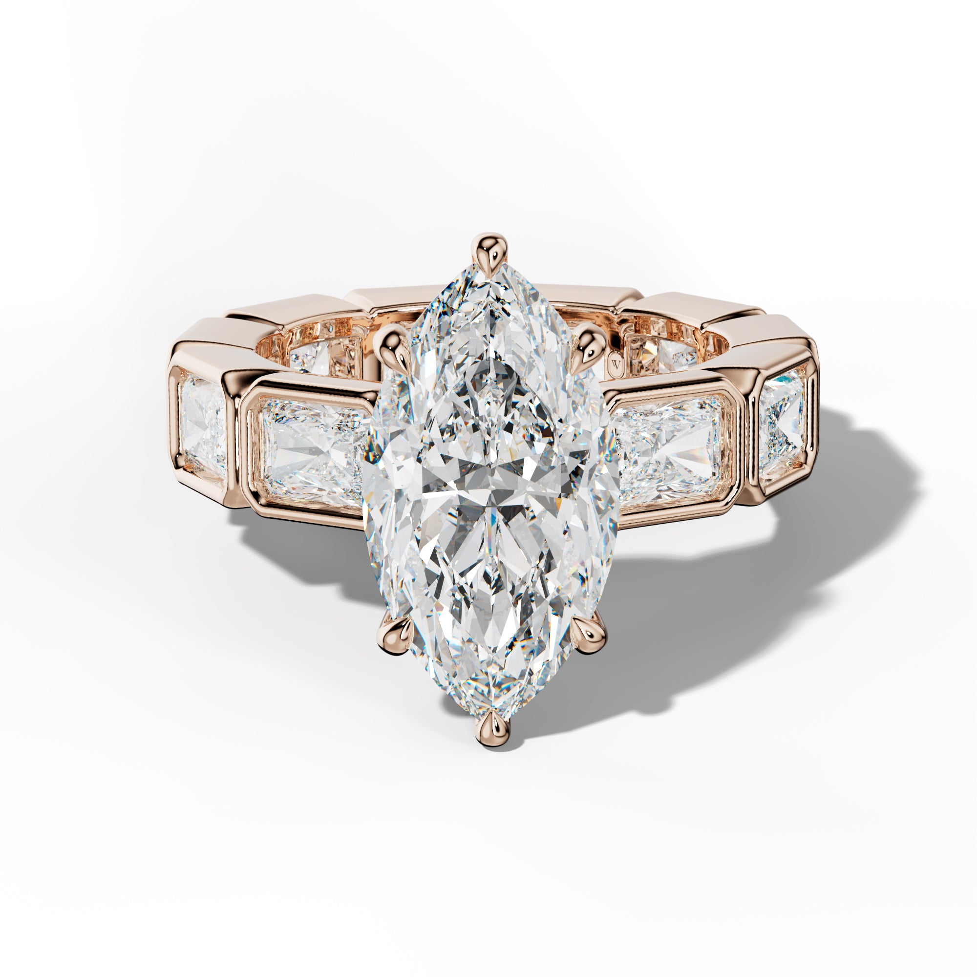 Alivia Marquise Diamond Engagement Ring With East West Radiant Side Stones