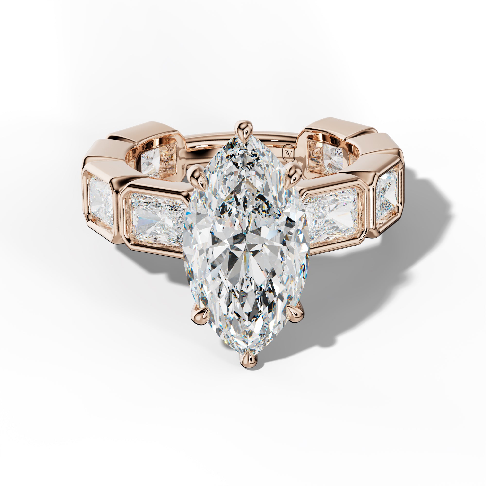 Sloane Marquise Diamond Engagement Ring With East West Radiant Side Stones
