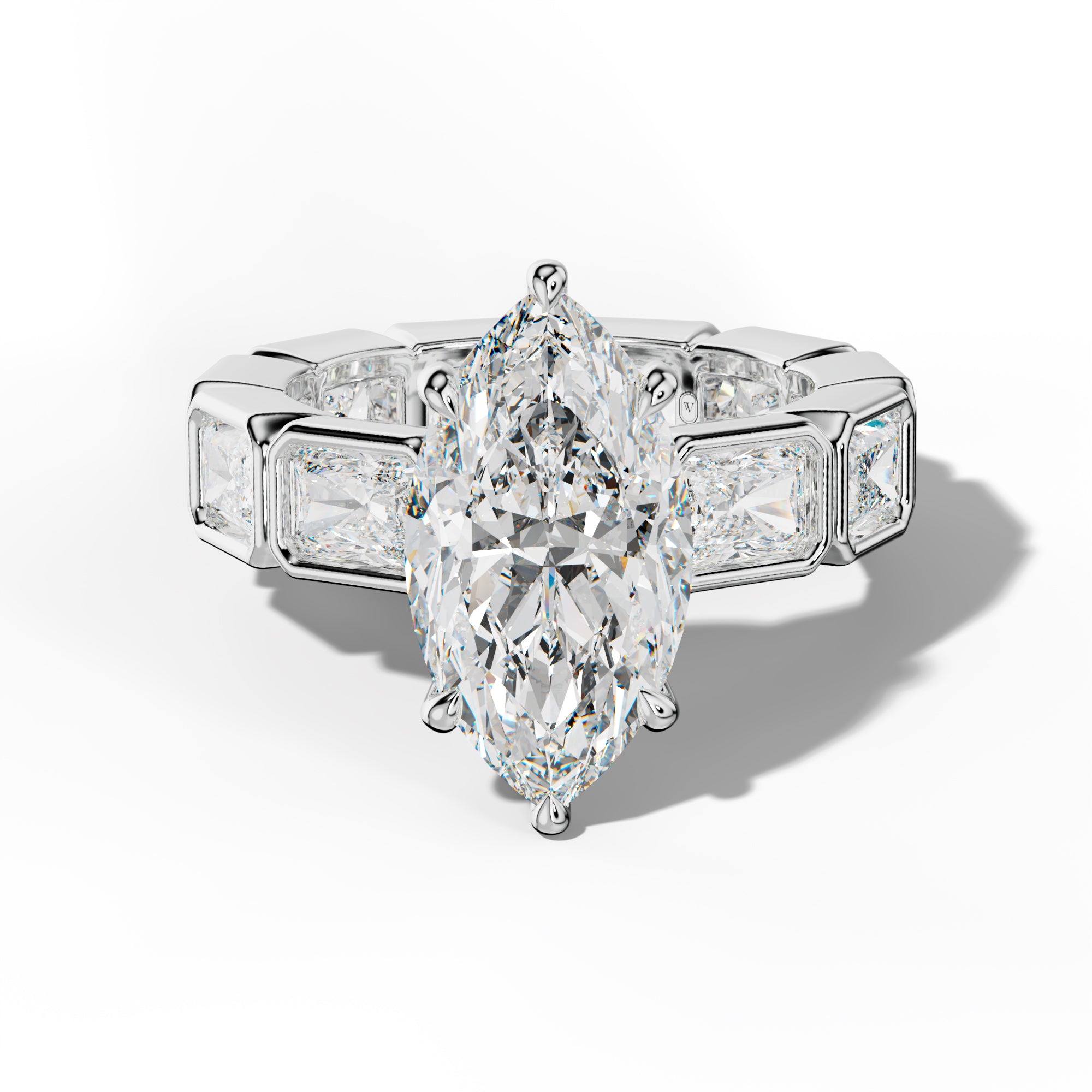 Alivia Marquise Diamond Engagement Ring With East West Radiant Side Stones
