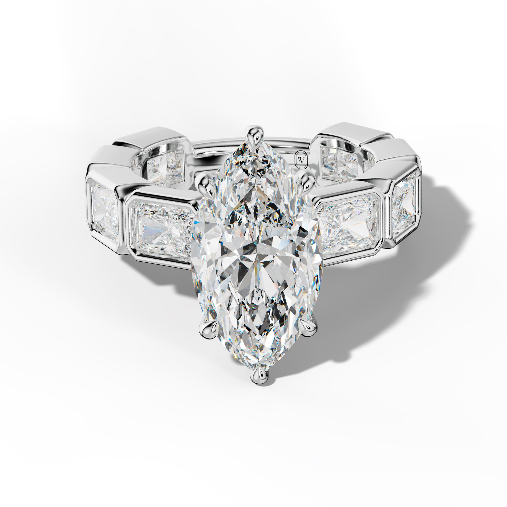Sloane Marquise Diamond Engagement Ring With East West Radiant Side Stones