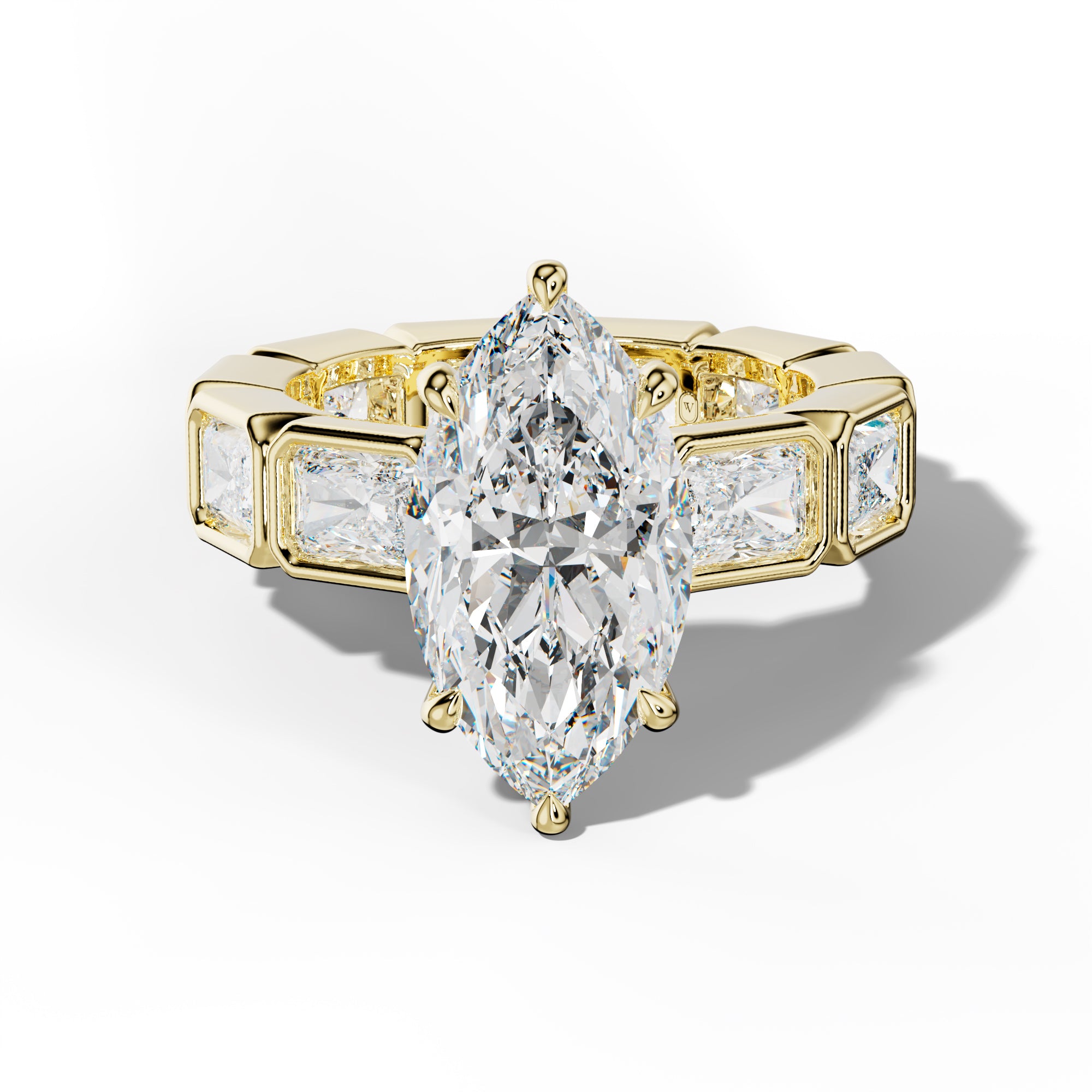 Alivia Marquise Diamond Engagement Ring With East West Radiant Side Stones