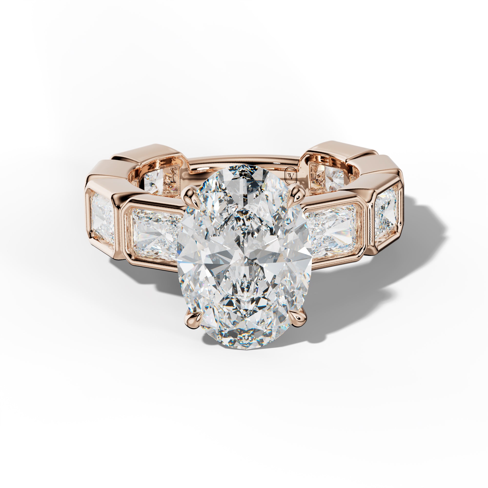 Sloane Oval Diamond Engagement Ring With East West Radiant Side Stones