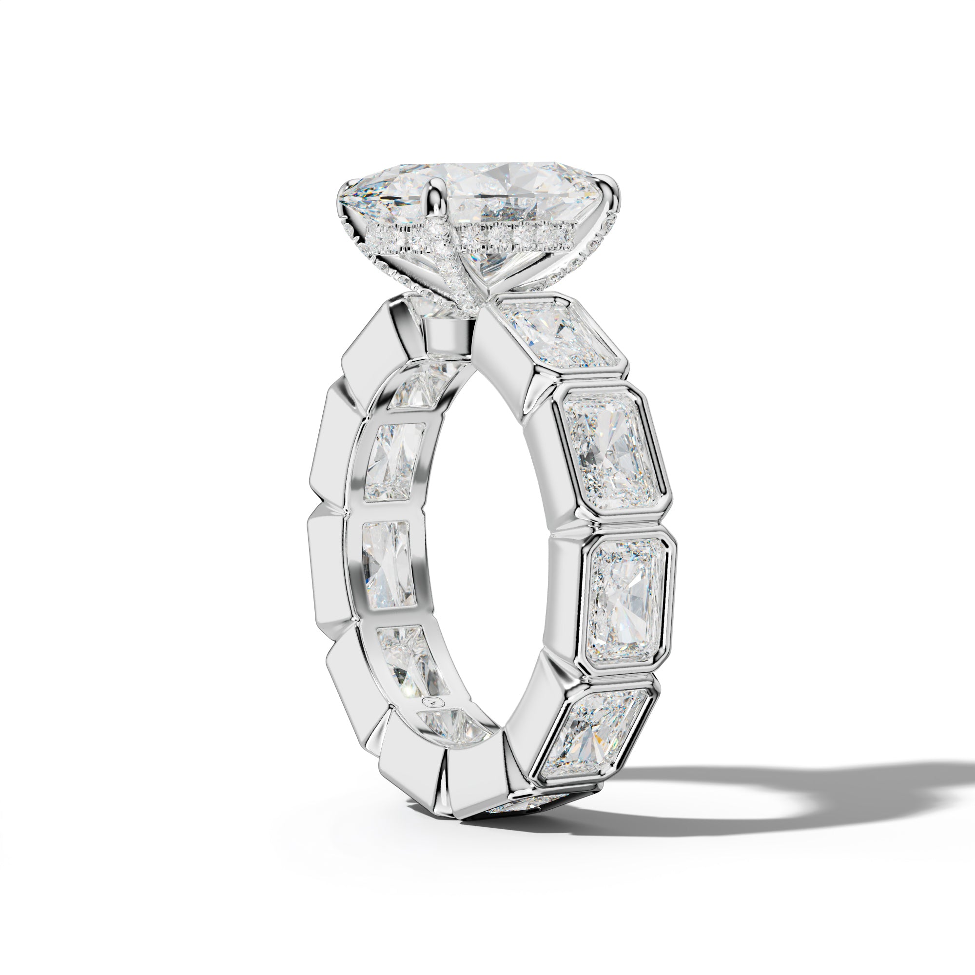 Alivia Oval Diamond Engagement Ring With East West Radiant Side Stones