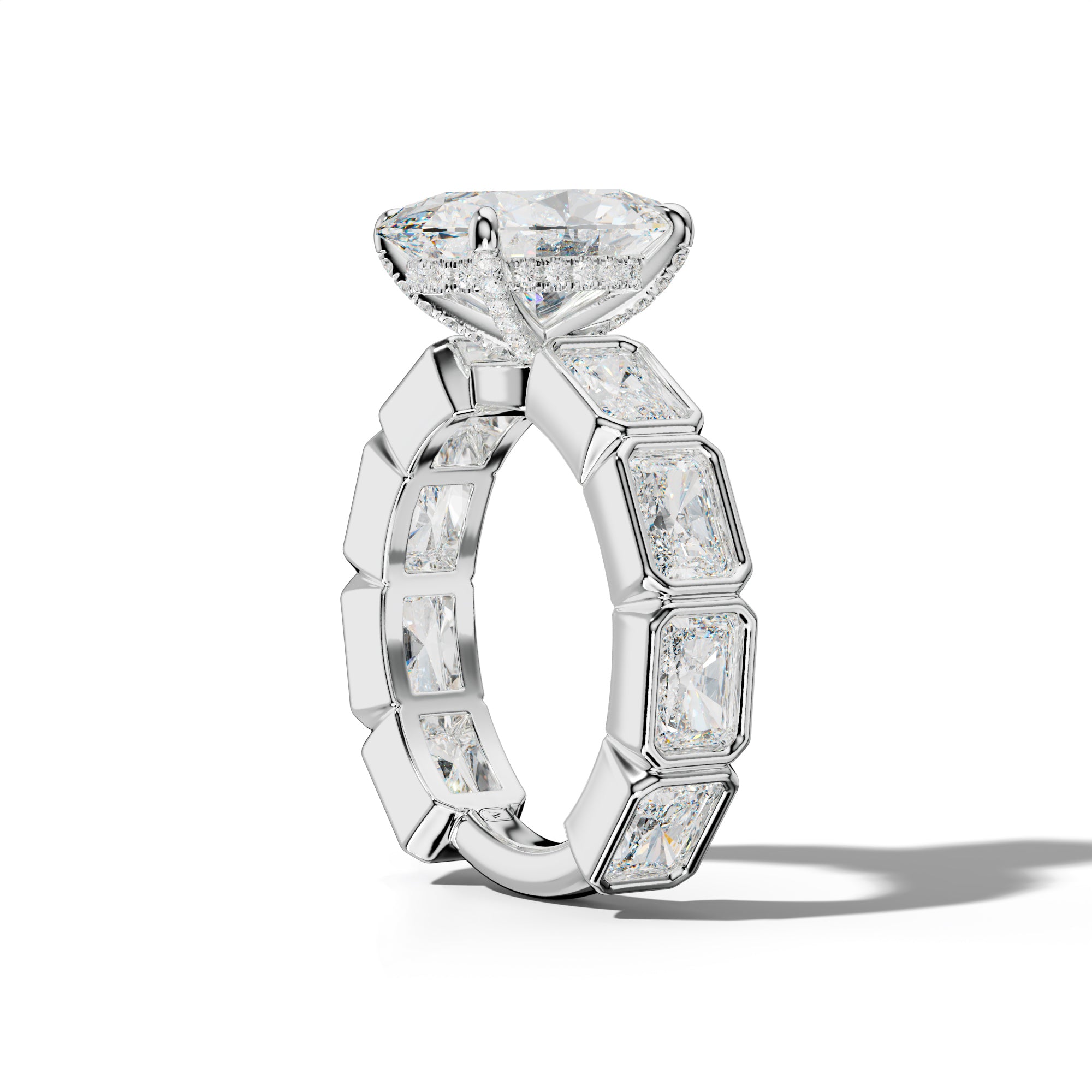 Sloane Oval Diamond Engagement Ring With East West Radiant Side Stones