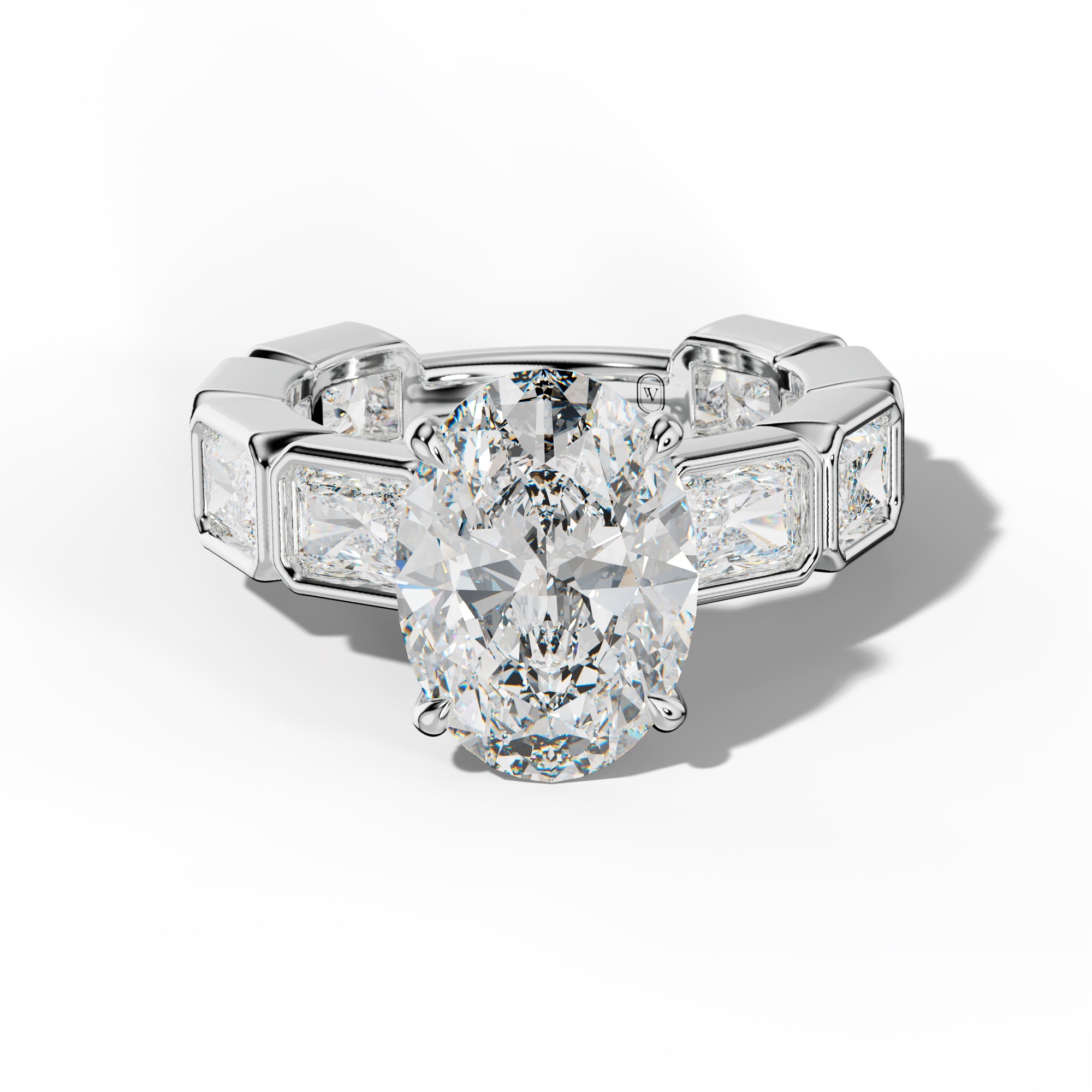 Sloane Oval Diamond Engagement Ring With East West Radiant Side Stones