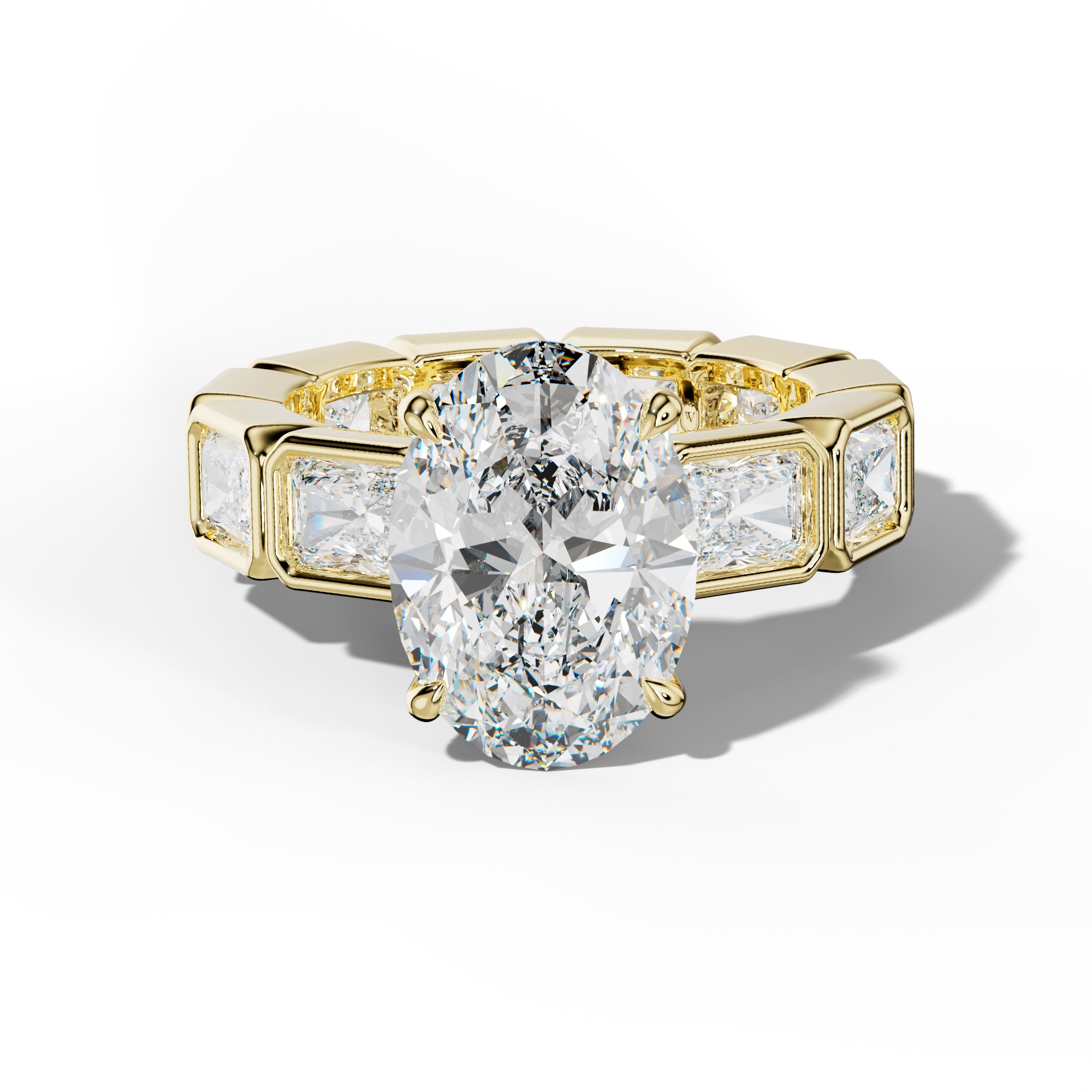 Alivia Oval Diamond Engagement Ring With East West Radiant Side Stones