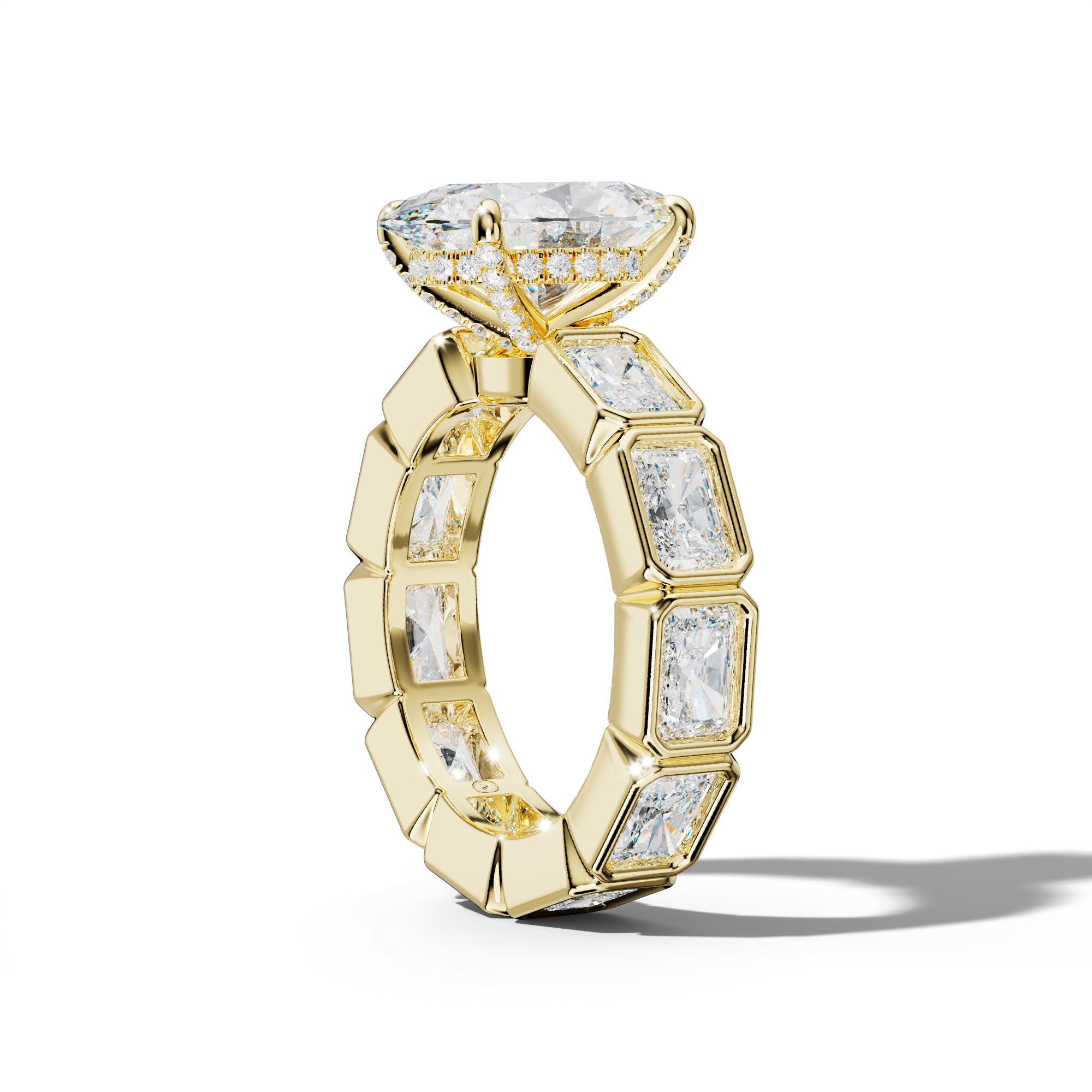Alivia Oval Diamond Engagement Ring With East West Radiant Side Stones