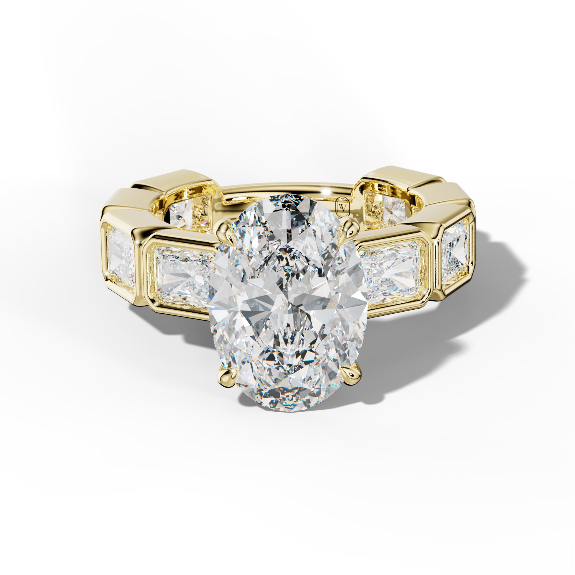 Sloane Oval Diamond Engagement Ring With East West Radiant Side Stones