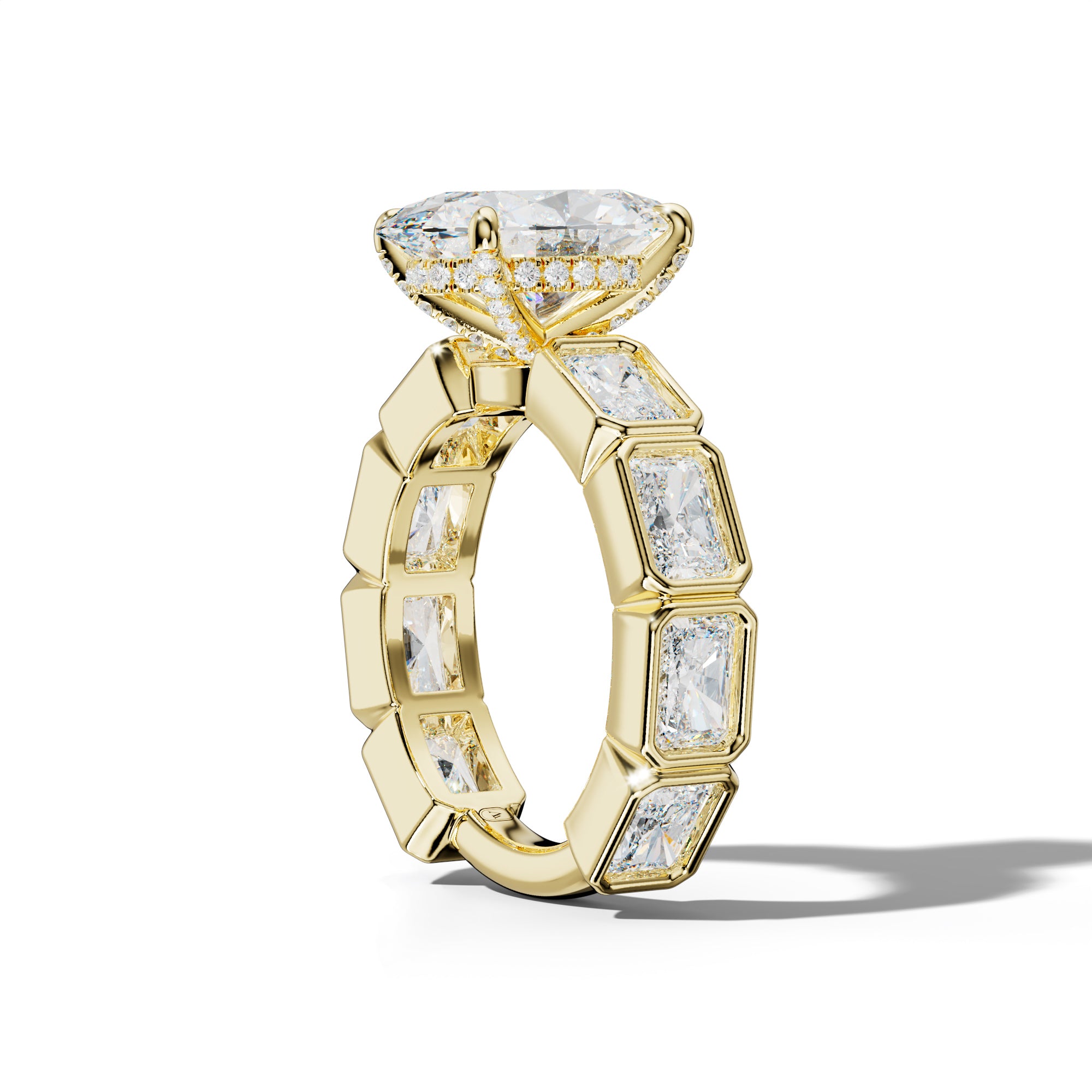 Sloane Oval Diamond Engagement Ring With East West Radiant Side Stones