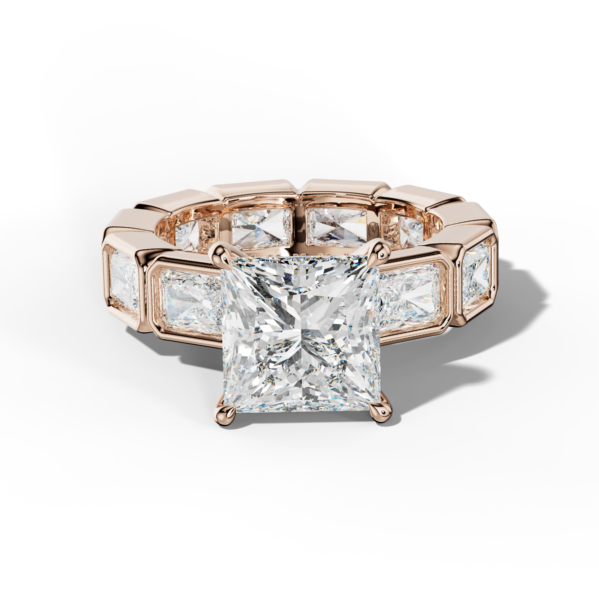Alivia Princess Cut Engagement Ring With East West Radiant Side Stones
