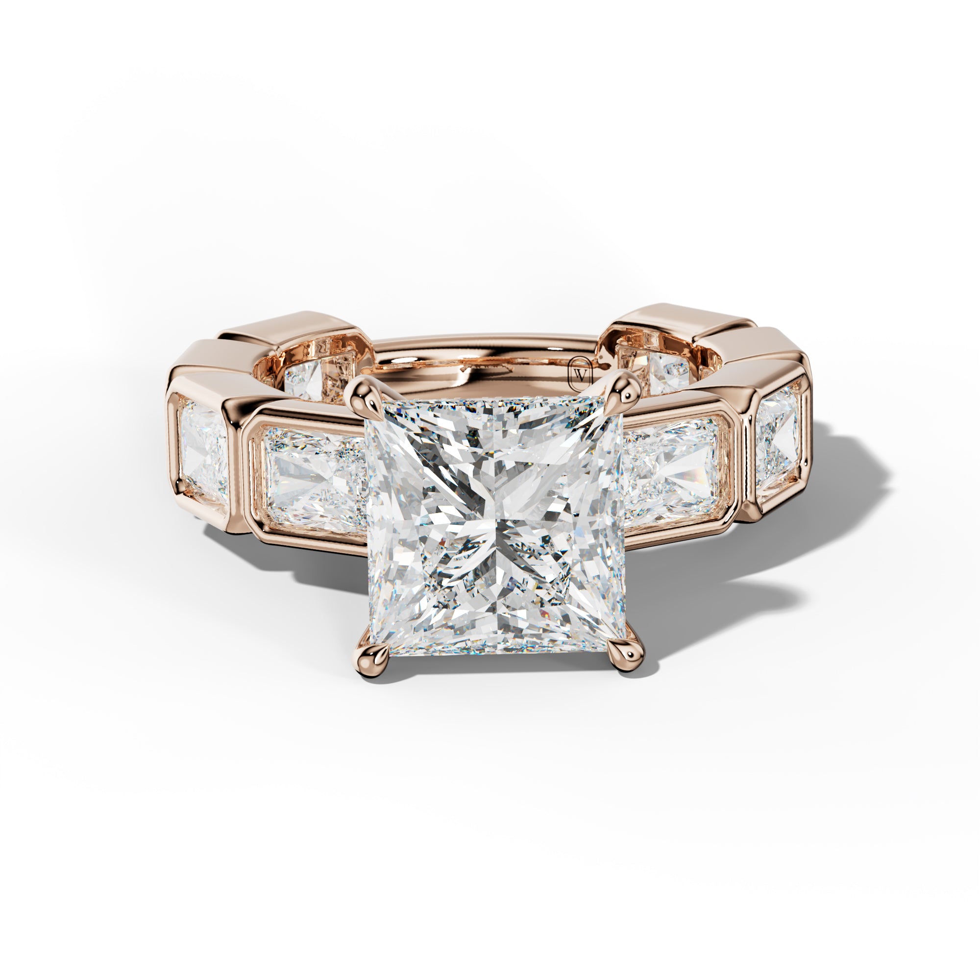 Sloane Princess Cut Engagement Ring With East West Radiant Side Stones