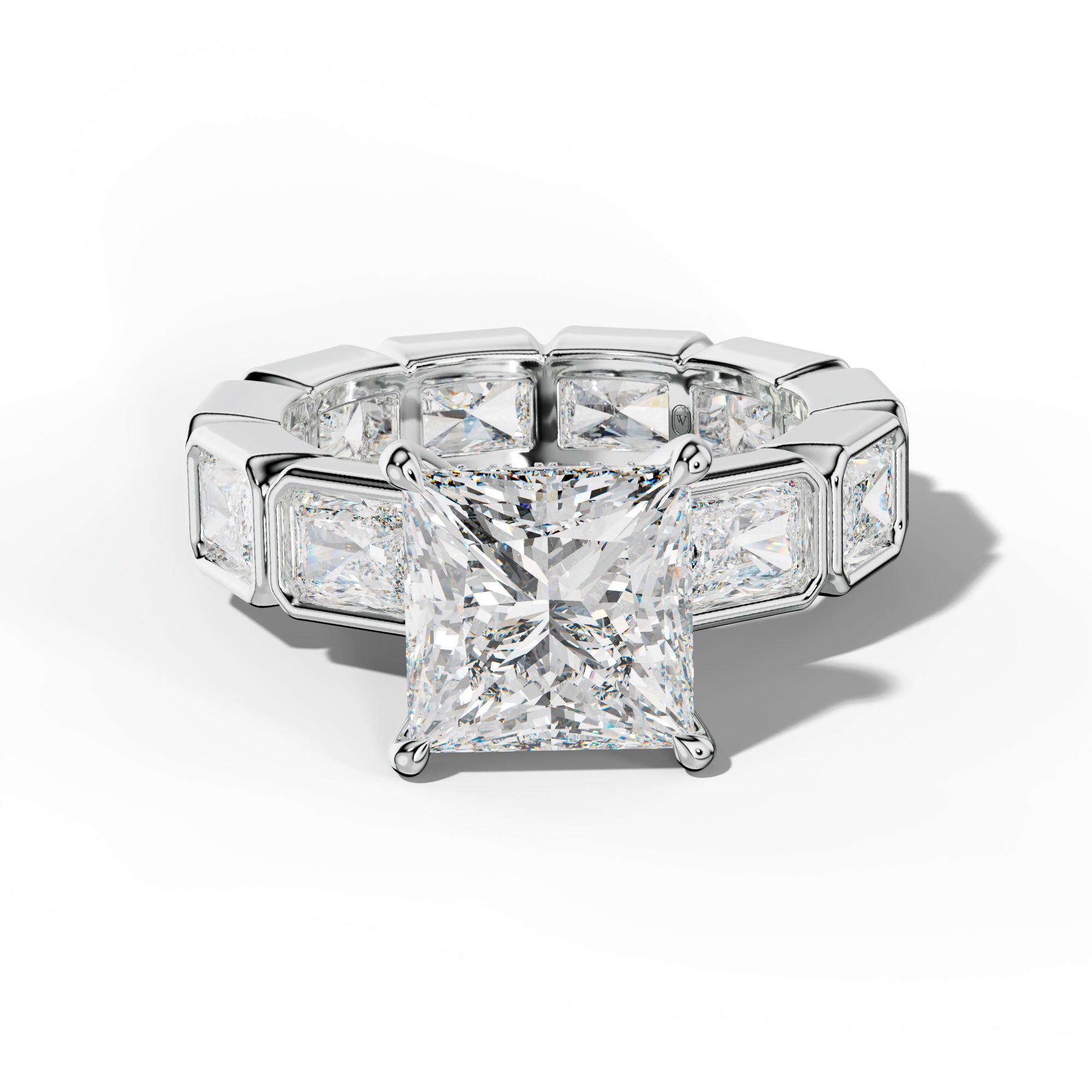 Alivia Princess Cut Engagement Ring With East West Radiant Side Stones
