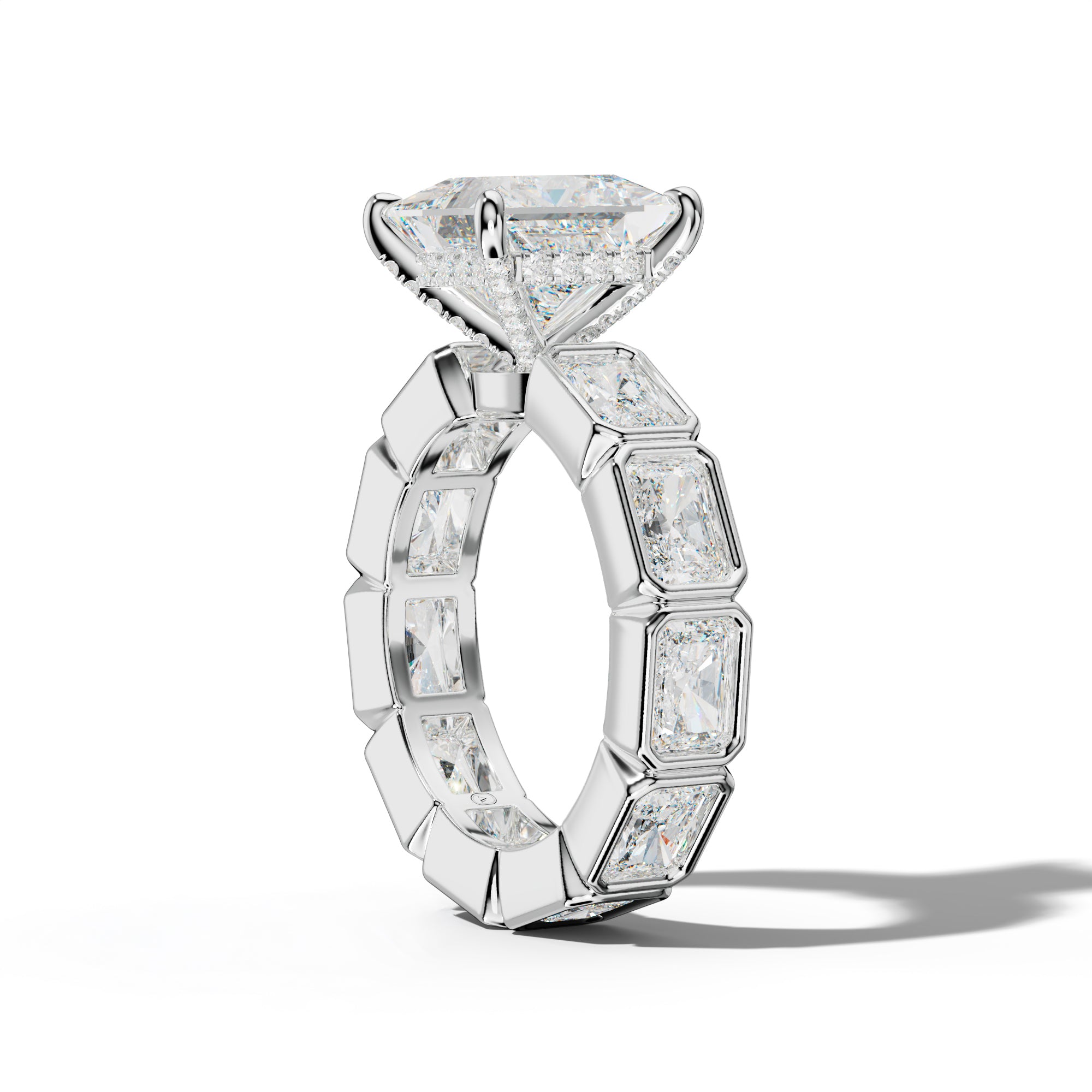 Alivia Princess Cut Engagement Ring With East West Radiant Side Stones