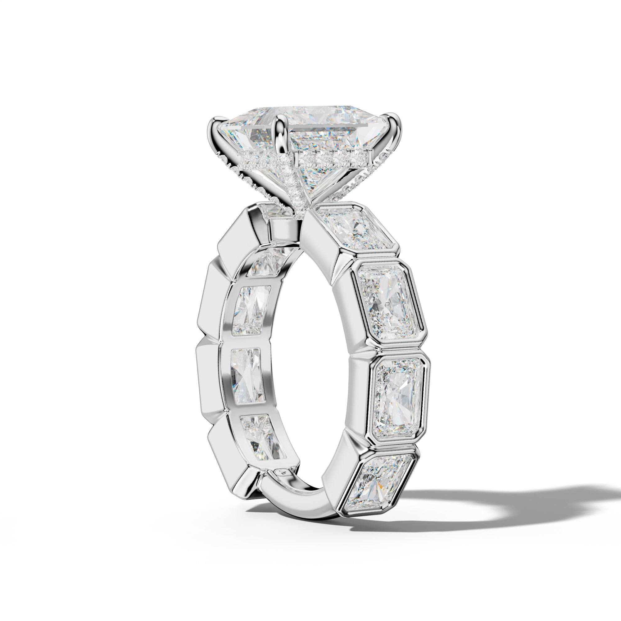 Sloane Princess Cut Engagement Ring With East West Radiant Side Stones