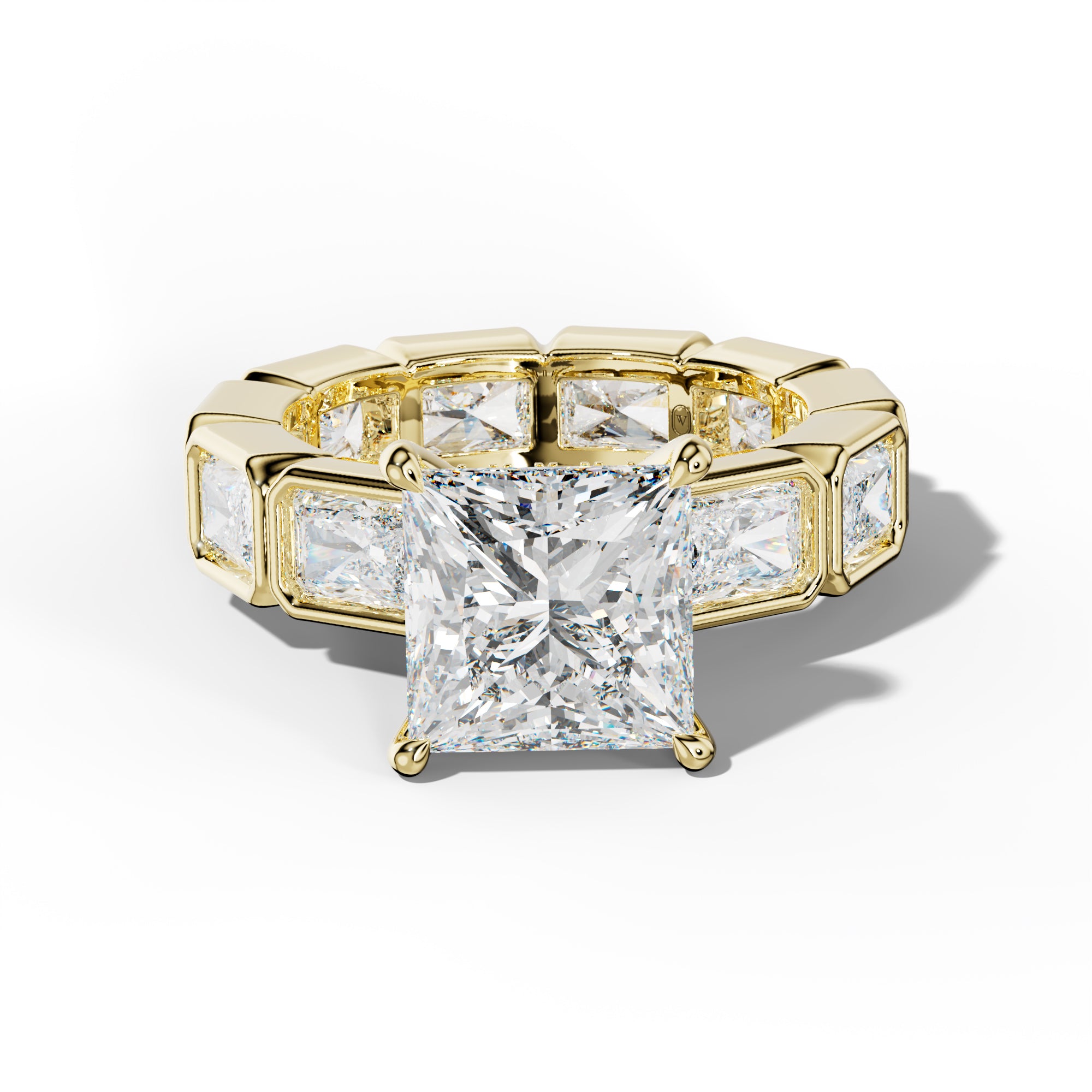 Alivia Princess Cut Engagement Ring With East West Radiant Side Stones